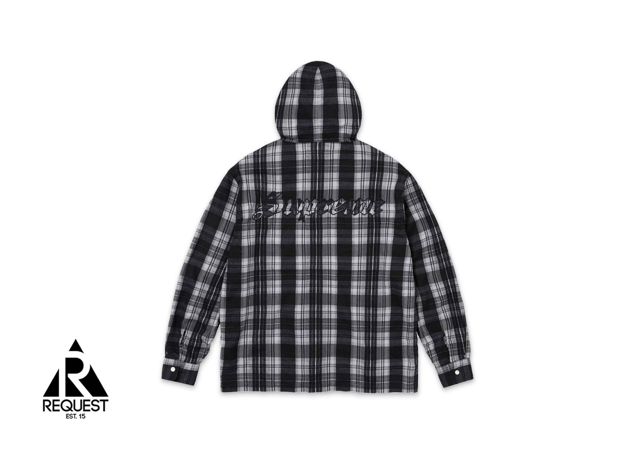 Printed Hooded Flannel Shirt "Black"