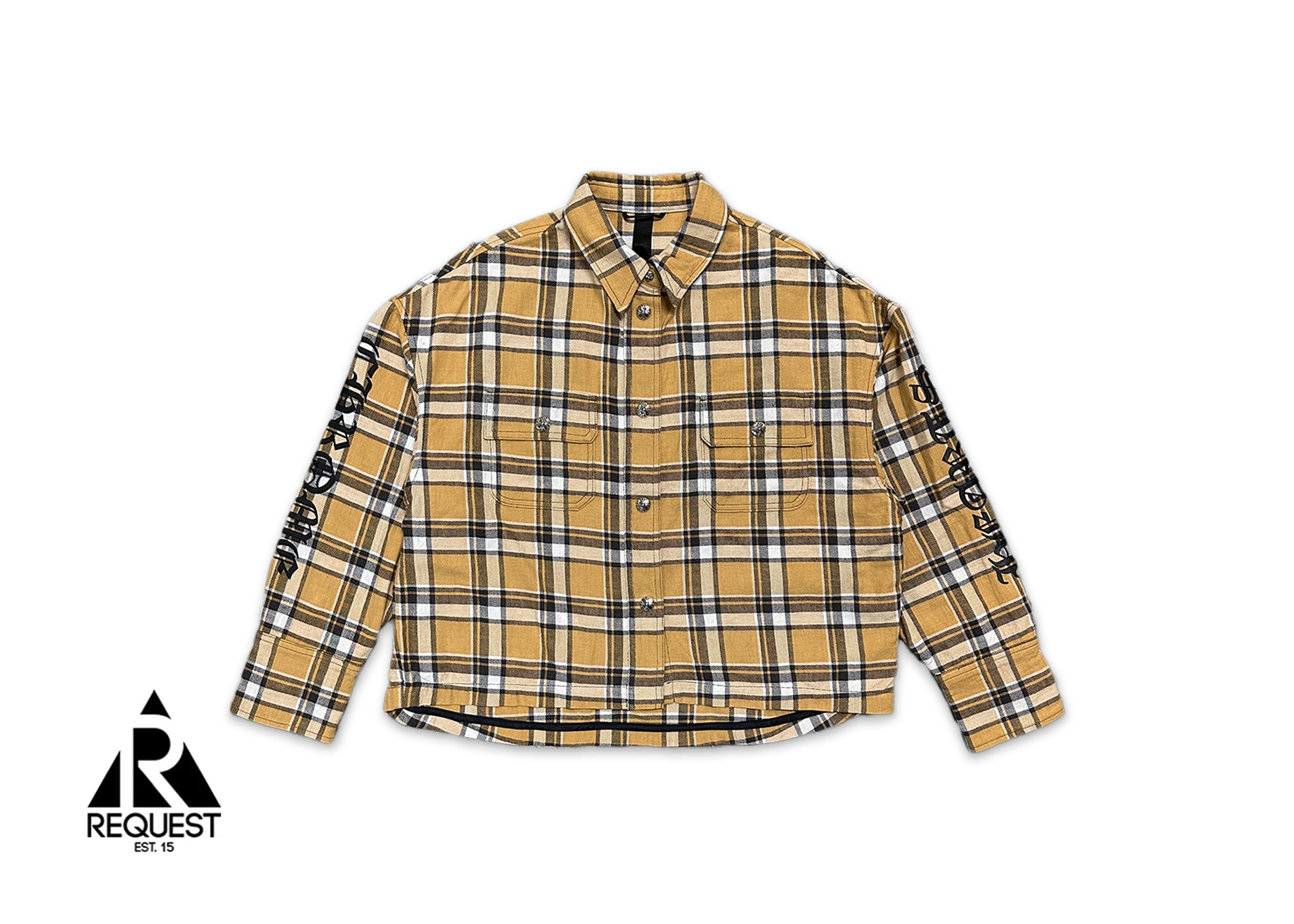Chrome Hearts, Cropped Flannel Shirt "Tan Black"