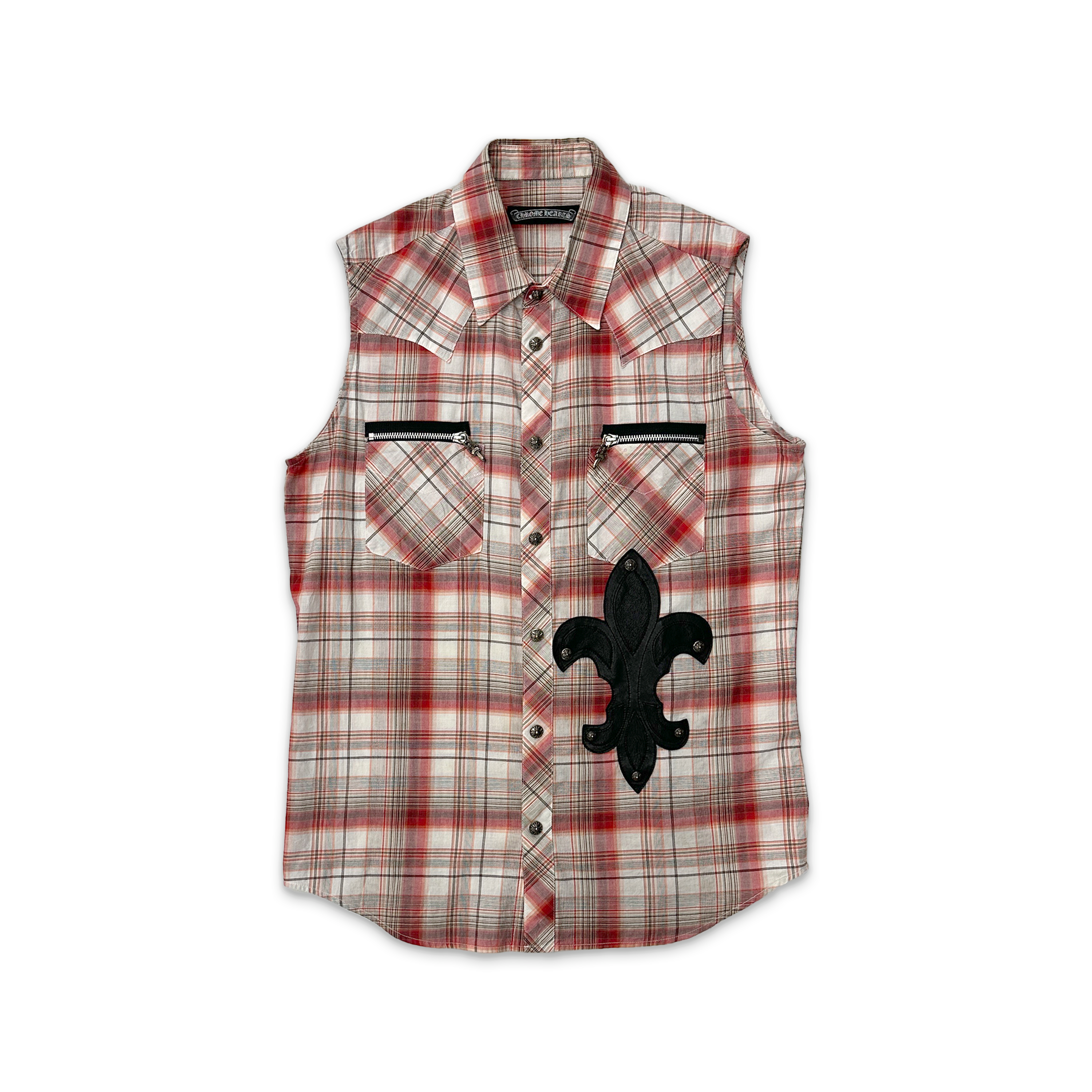 Chrome Hearts, Plaid Sleeveless Shirt "Red"