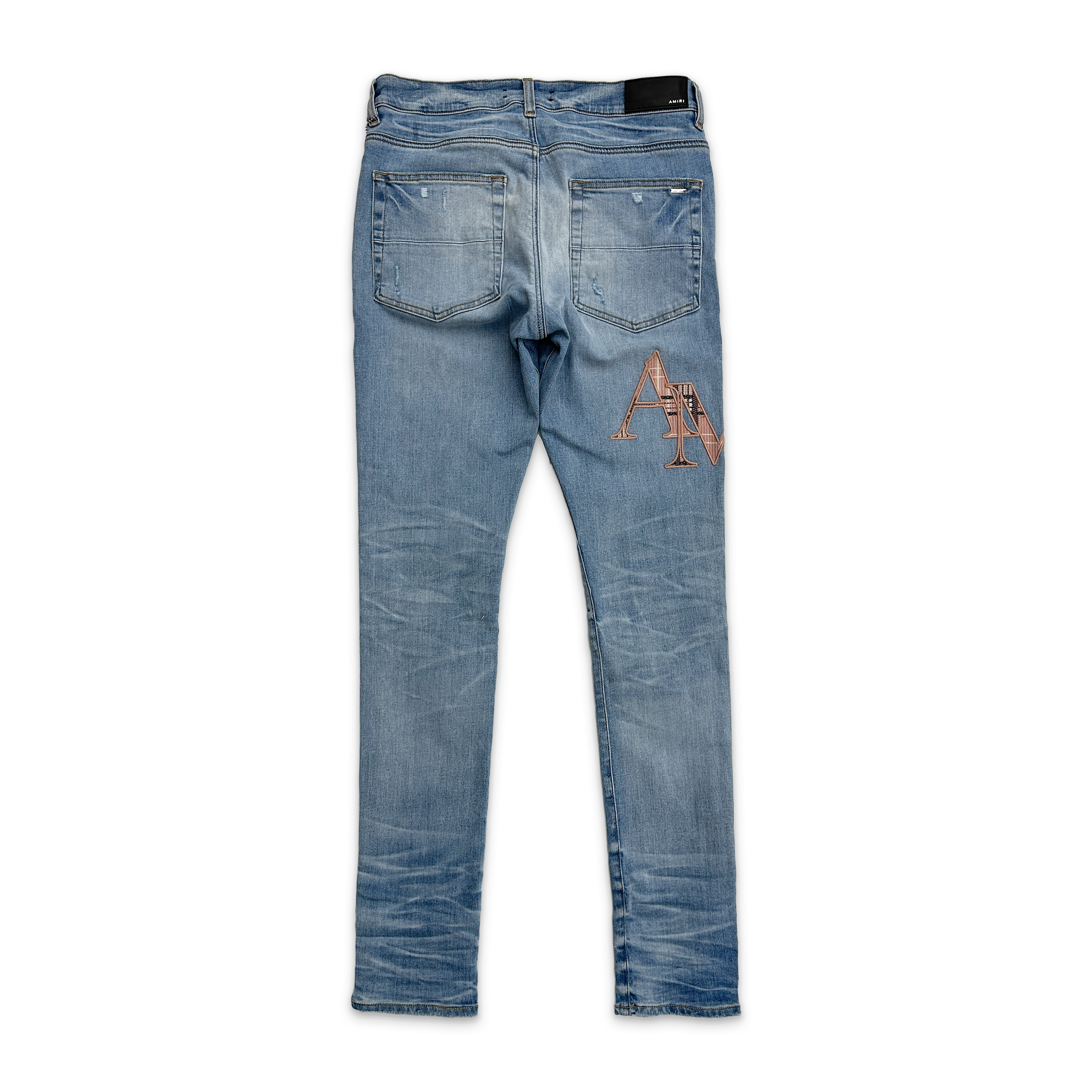 Plaid Staggered Logo Jeans "Perfect Indigo"