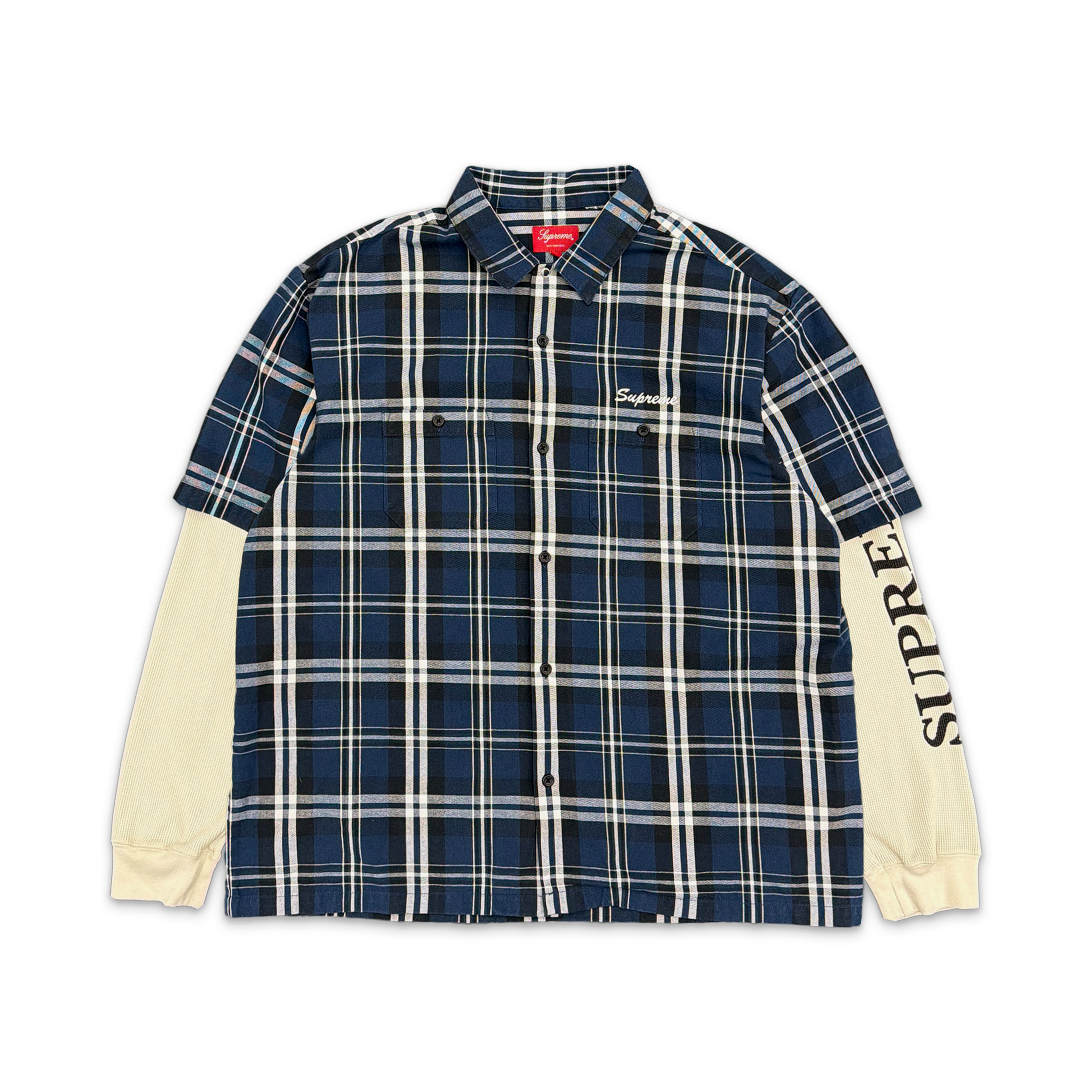 Thermal Plaid Work Shirt "Cream/Blue"