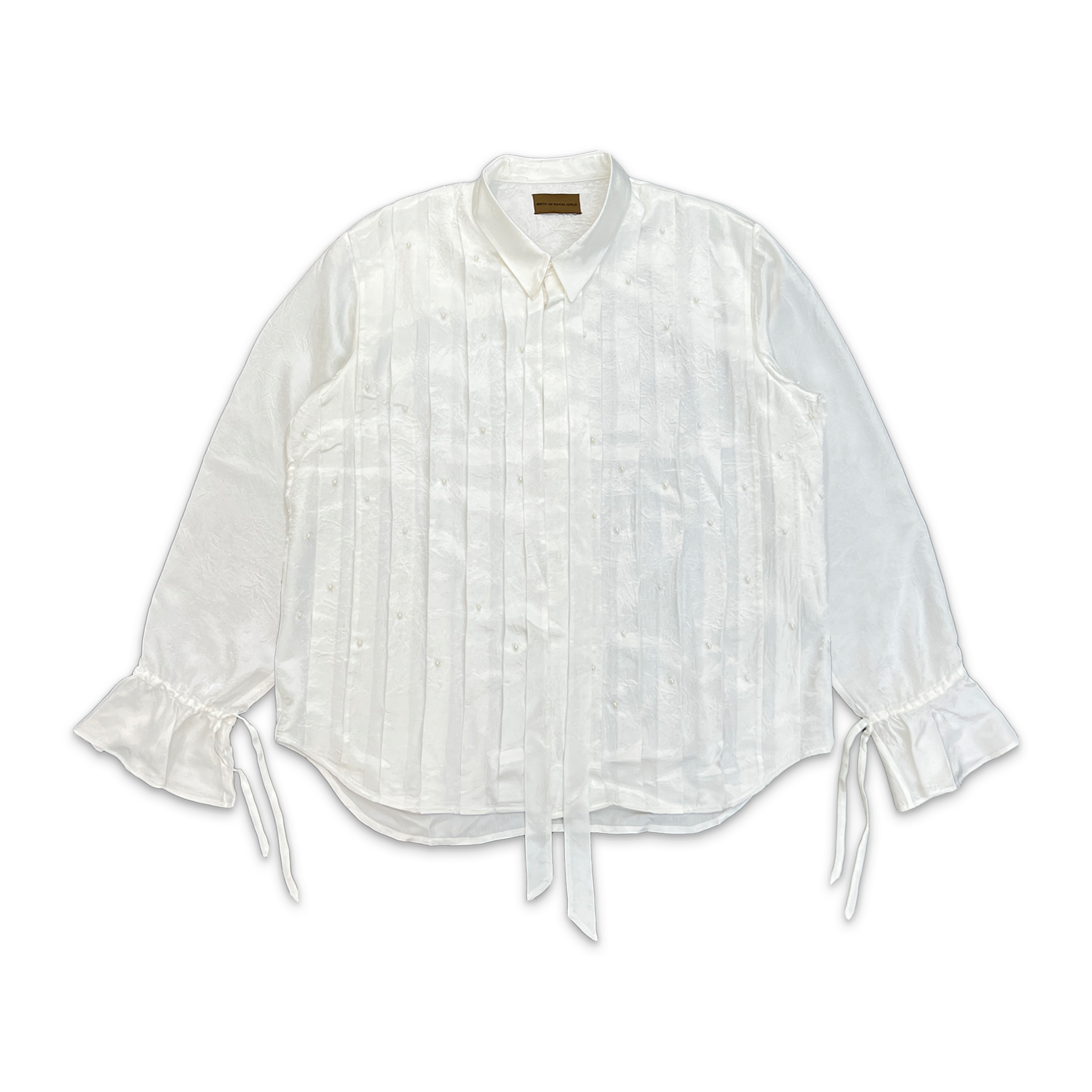 Birth of Royal Child, Pearl Pleated Shirt "White"