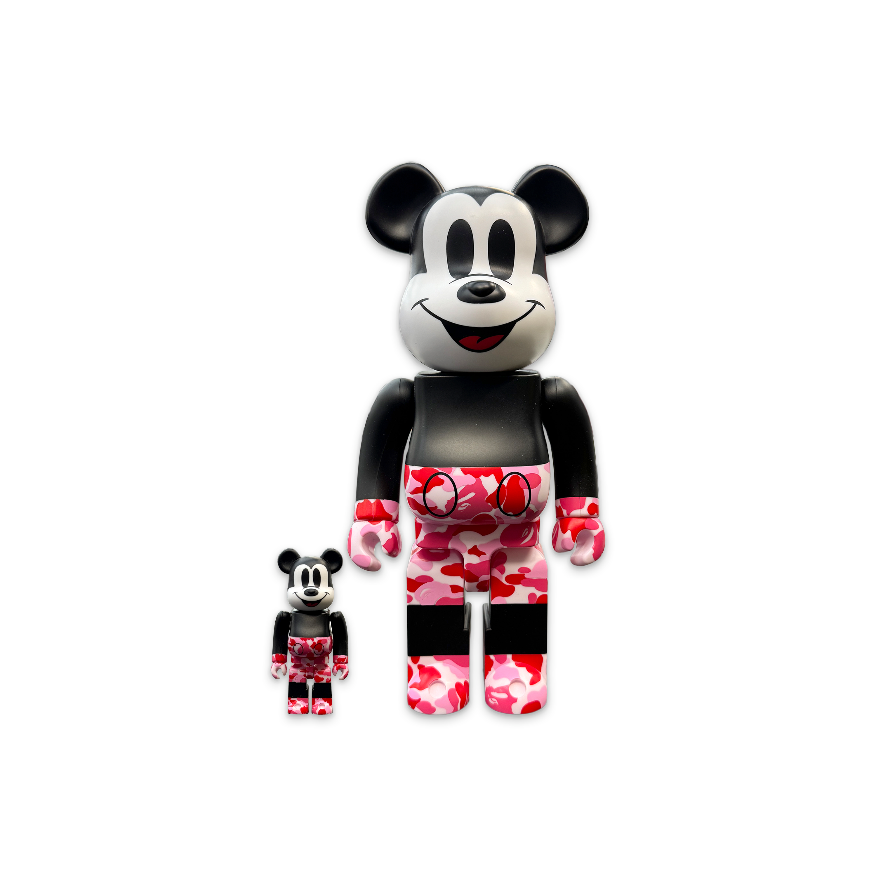 Medicom, Bape Mickey Mouse Bearbrick 400% & 100% "Black/Red Camo"