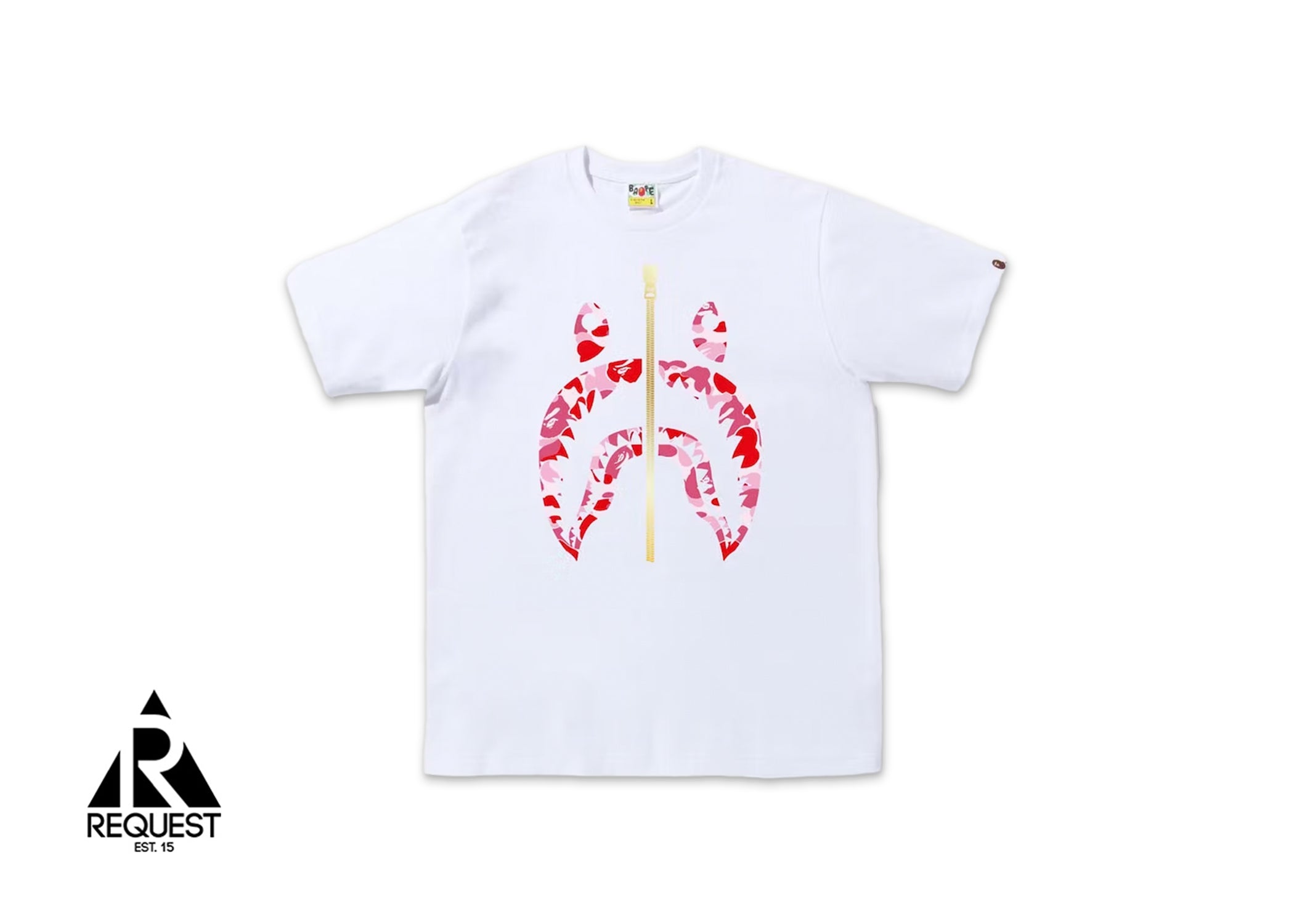 A Bathing Ape BAPE ABC Camo Gold Zip Shark Tee “White/Pink”