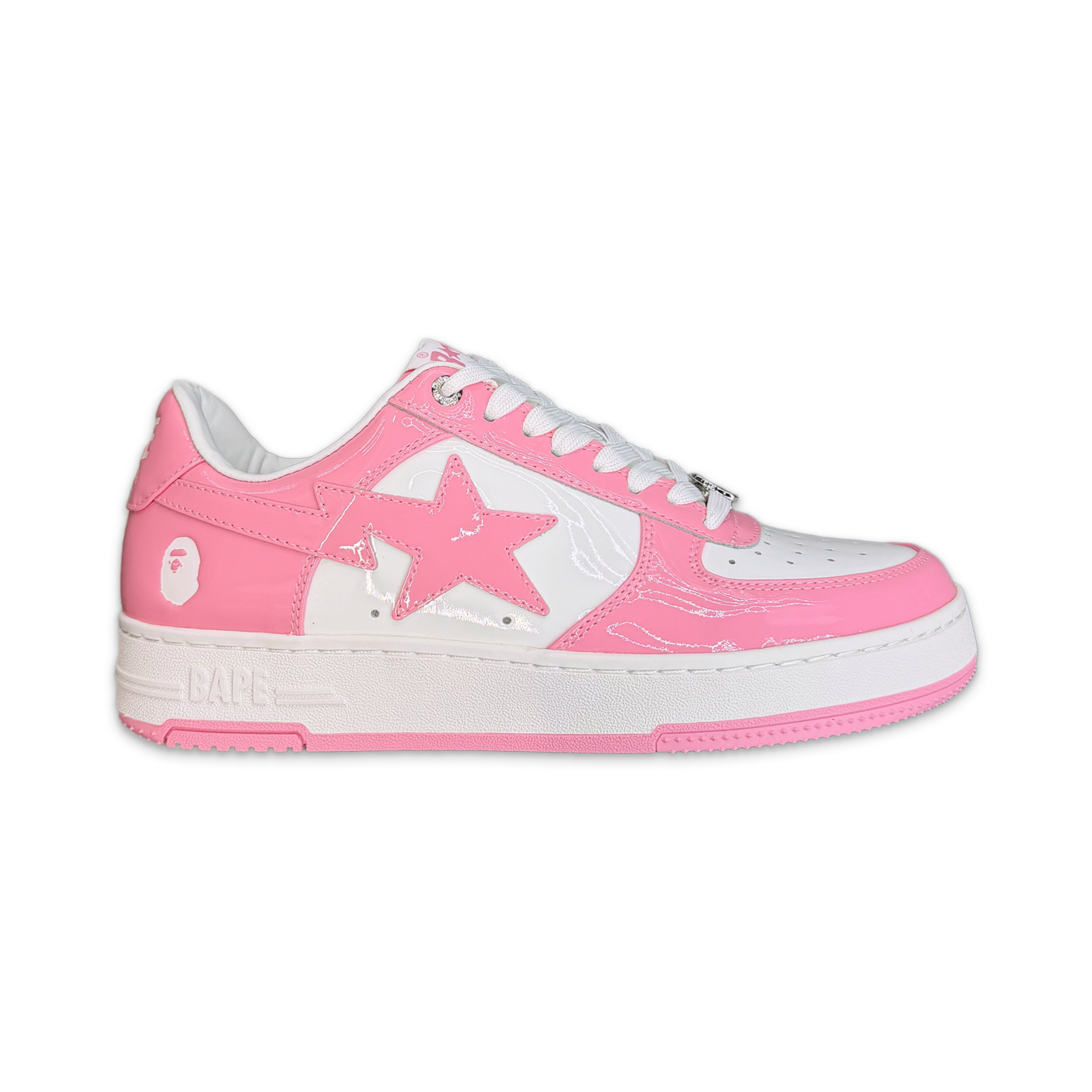 A Bathing Ape (BAPE), Bapesta Low “Pink White Patent Leather"