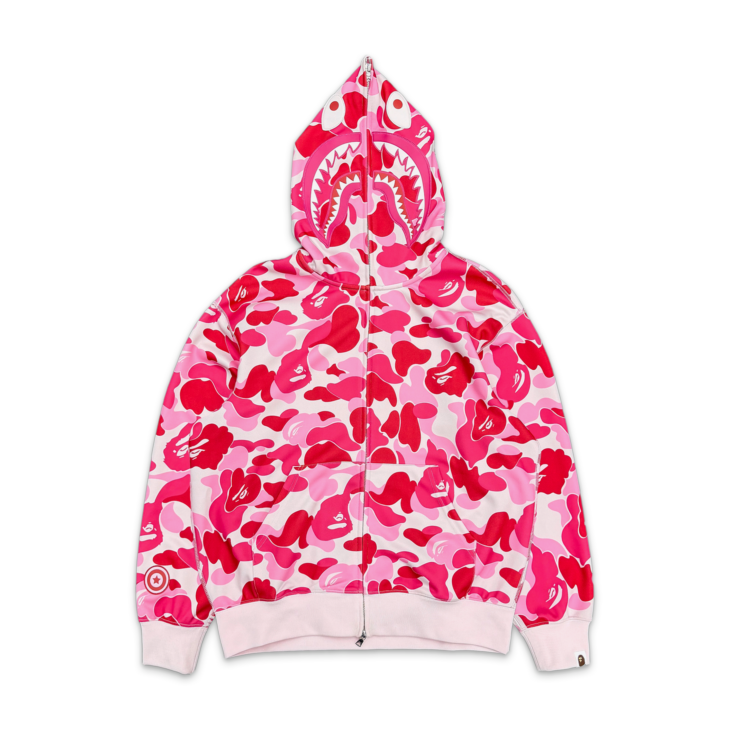A Bathing Ape (BAPE), BAPE ABC Camo Rayon Shark Full Zip Hoodie "Pink"
