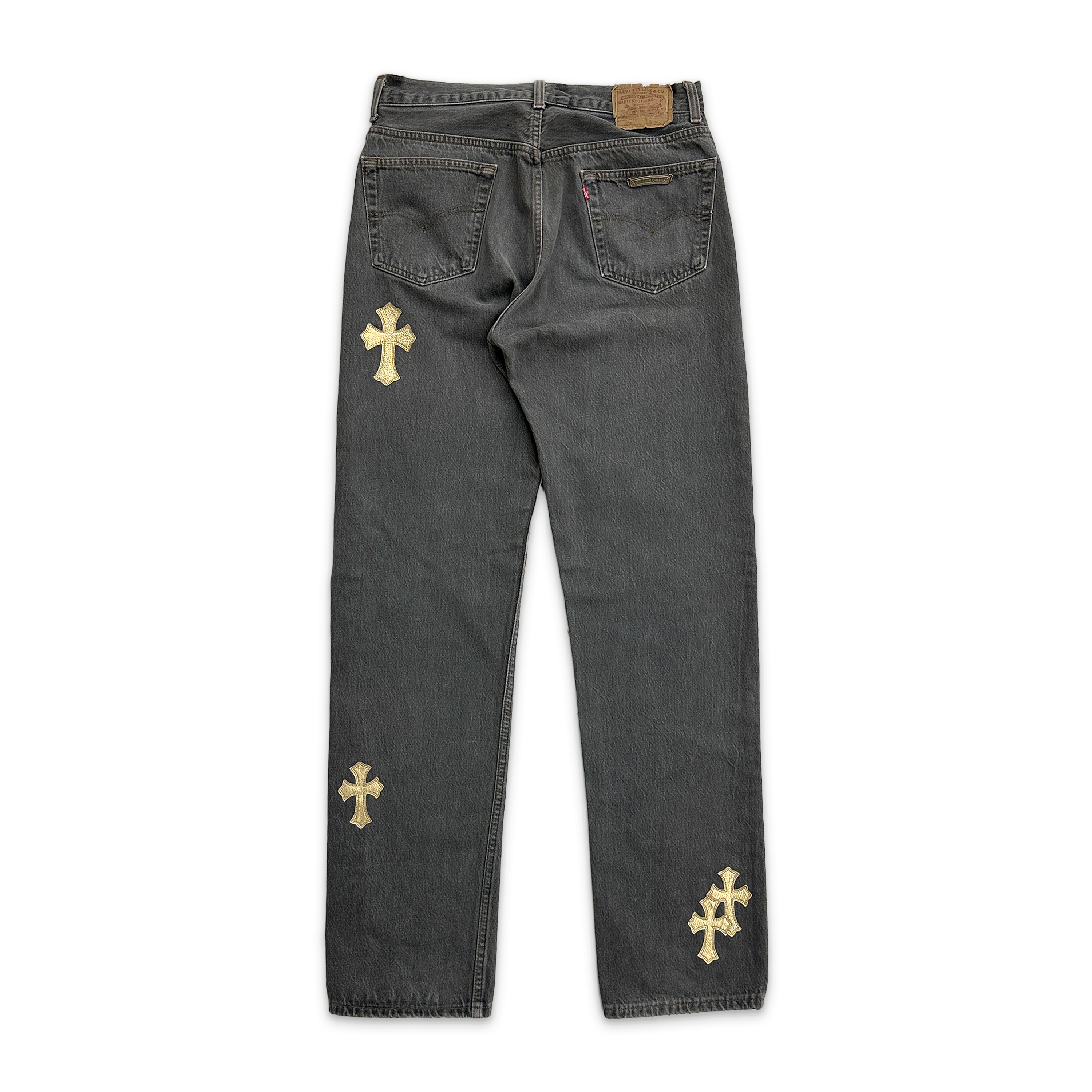 Chrome Hearts, Levi's Light Grey Denim "Gold Crosses"