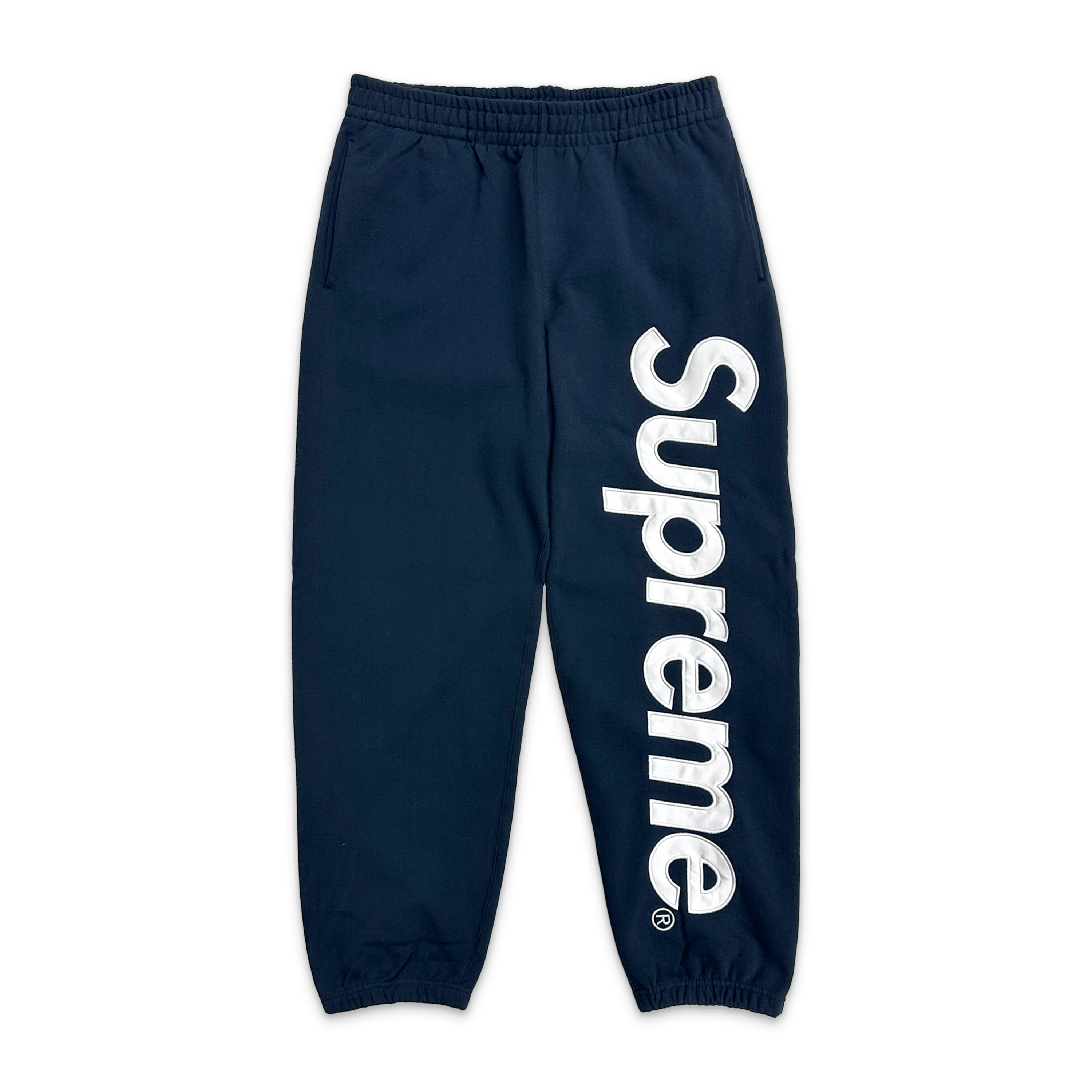 Supreme, Satin Appliqué Sweatpant SS26 “Navy"