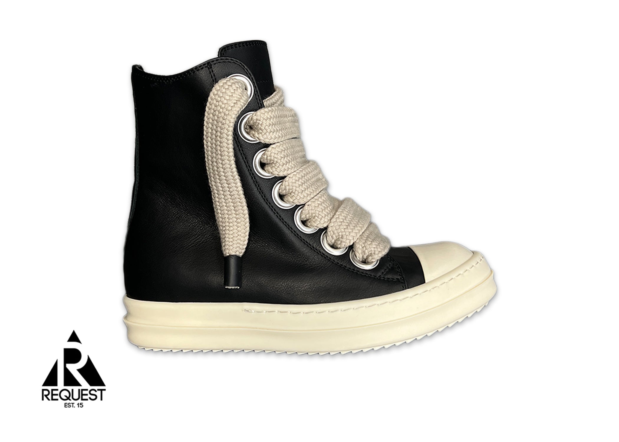 Rick Owens, Porterville Ramones Leather Jumbo Lace High "Black Milk" (W)