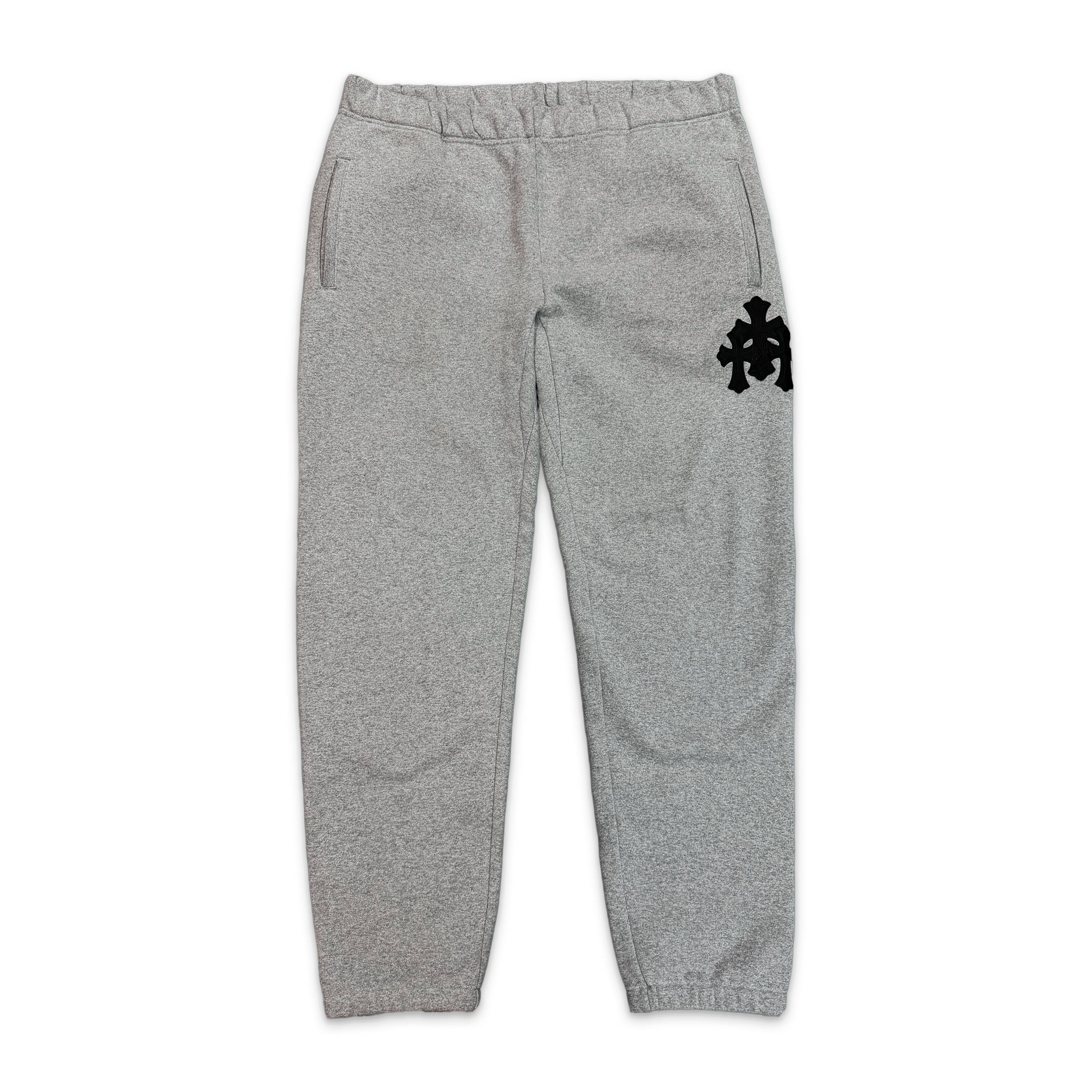 Chrome Hearts, Paper Jam Cemetery Leather Triple Cross Sweatpants "Grey"