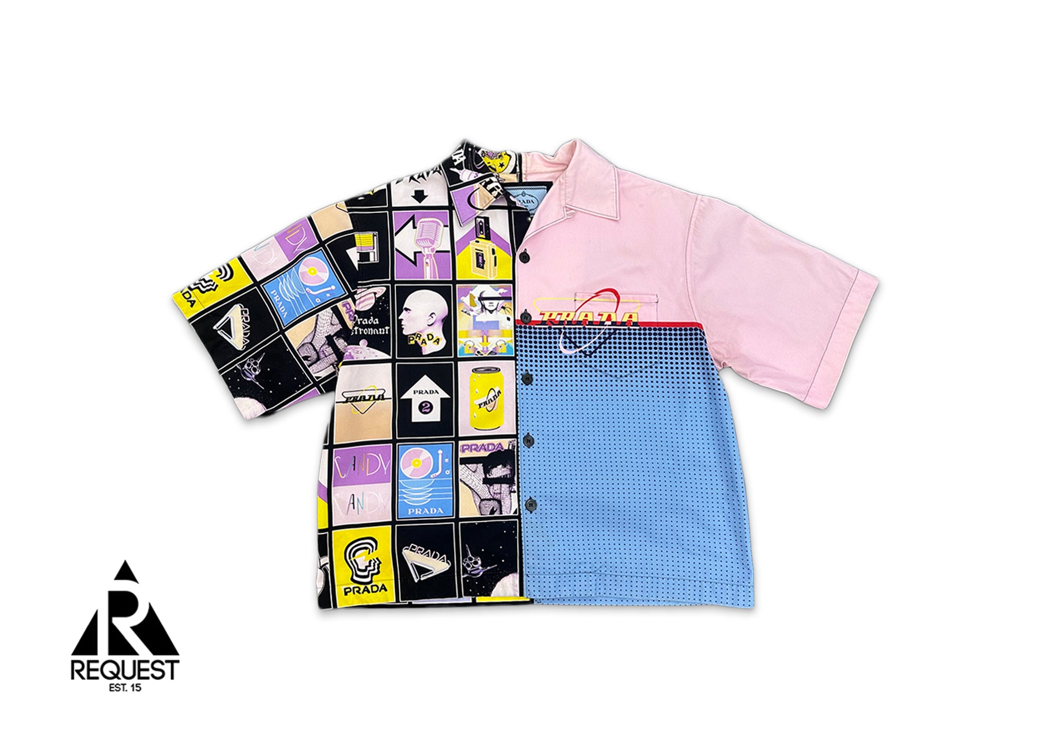 Prada, Prada Double Match Bowling Shirt "Retro Pink/Blue"