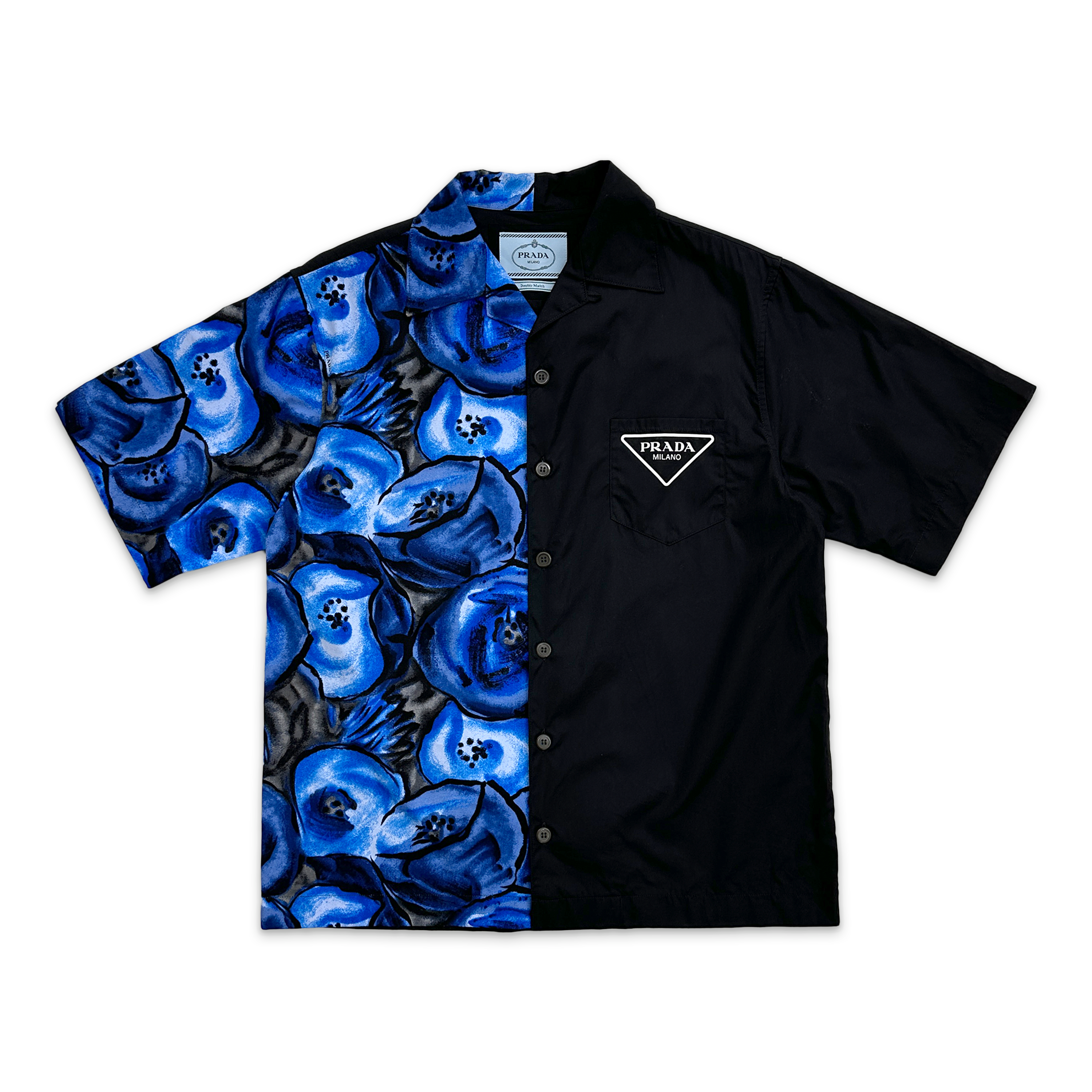 Prada, Double Match Bowling Shirt "Black Blueberries"
