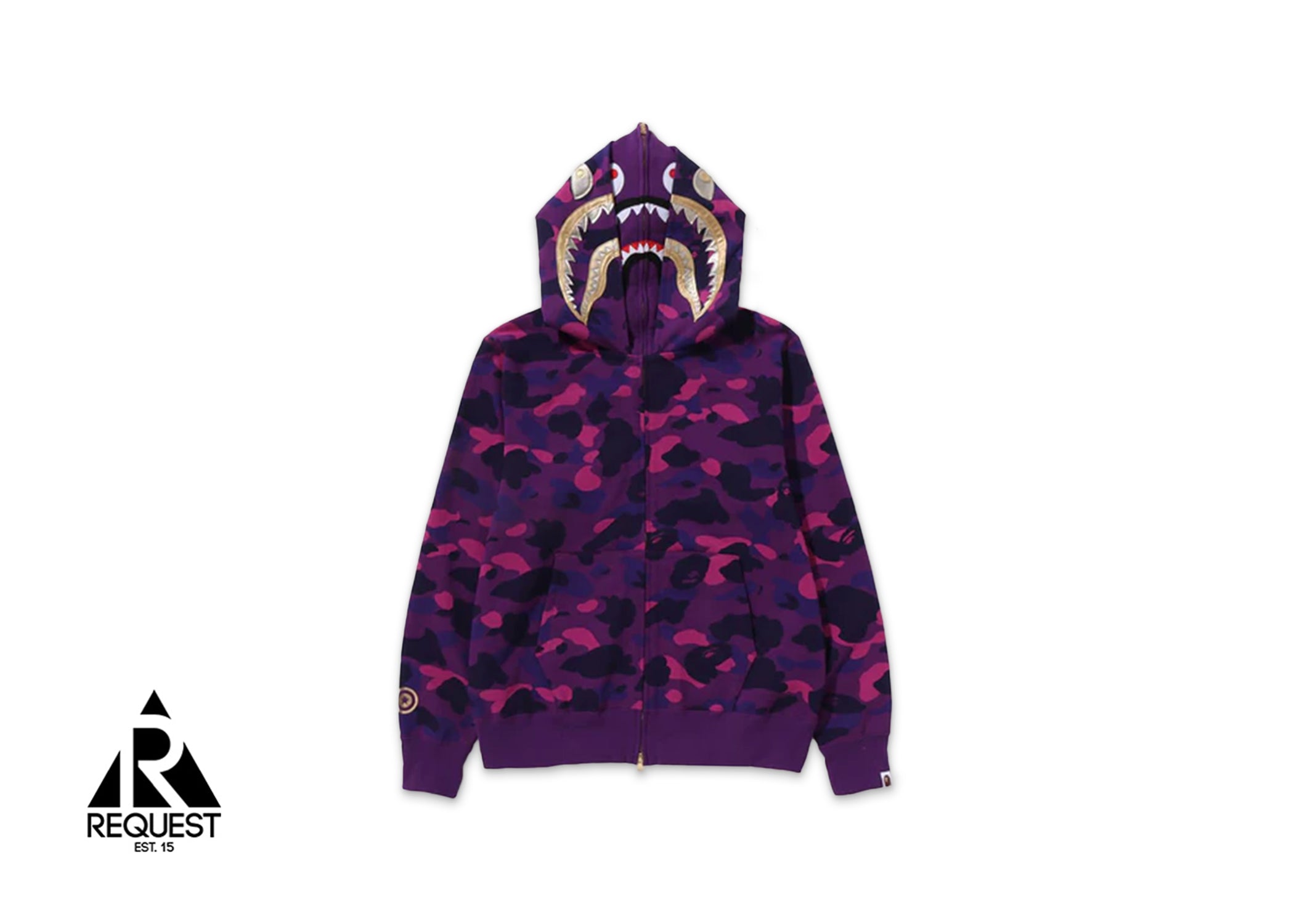 A Bathing Ape BAPE Color Camo Double Shark Full Zip Hoodie "Purple" SS24