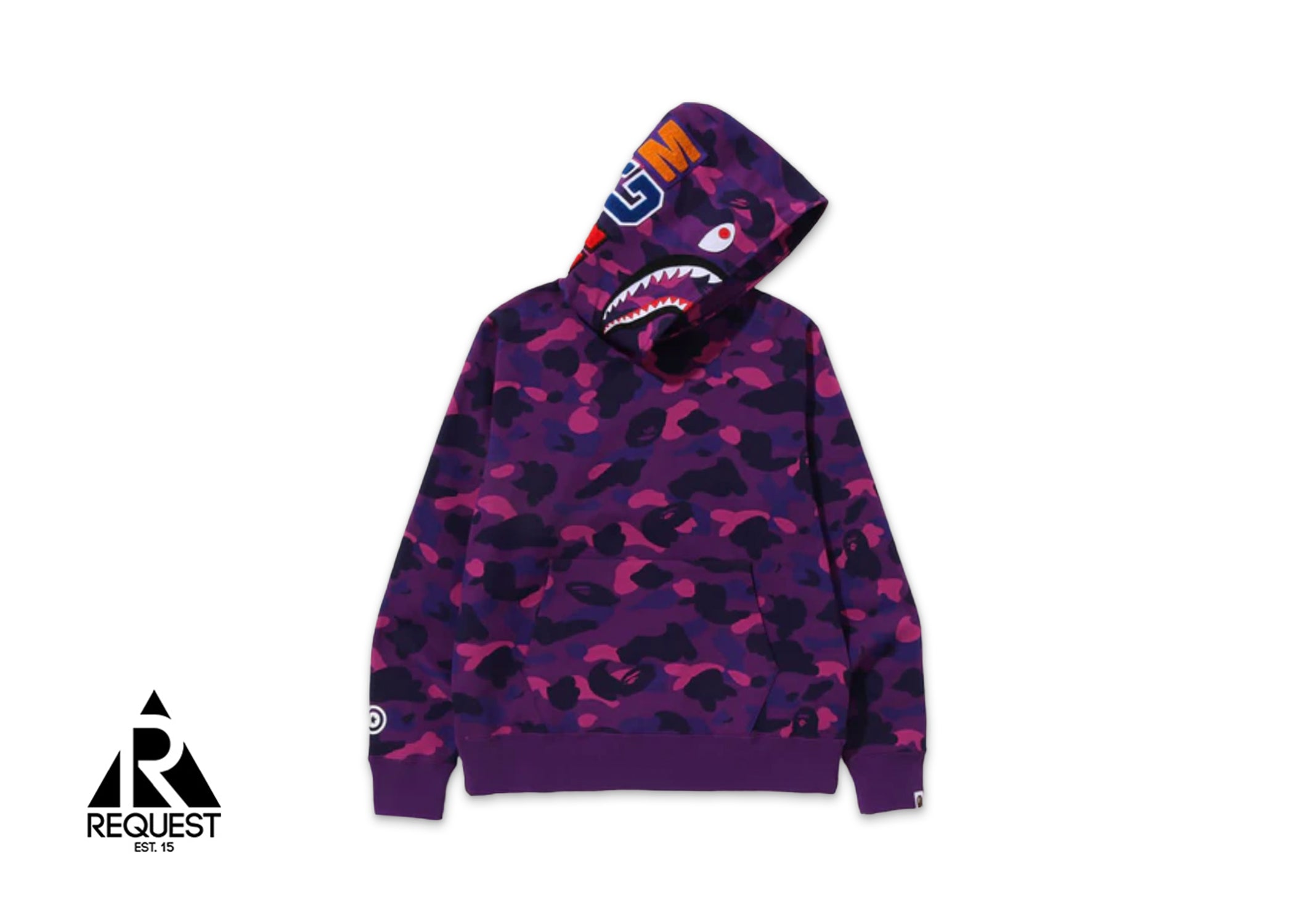 A Bathing Ape BAPE Color Camo Shark Pullover Hoodie "Purple" (SS24)