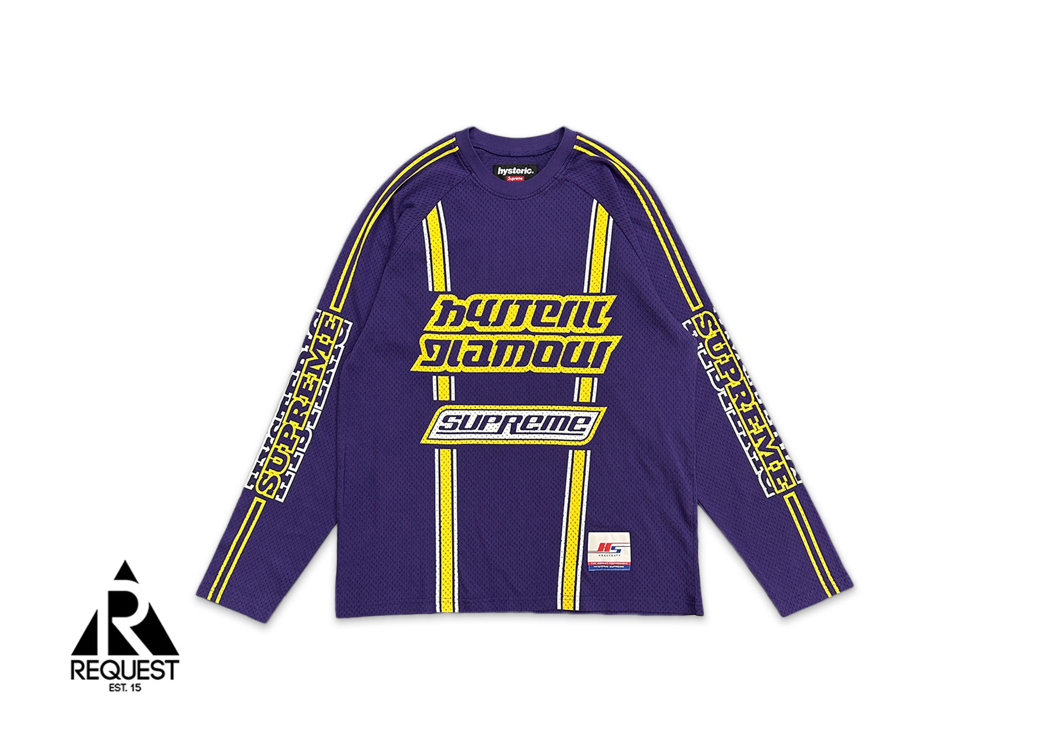 Supreme, Hysteric Glamour Mesh Long-Sleeve Jersey "Purple/Yellow"