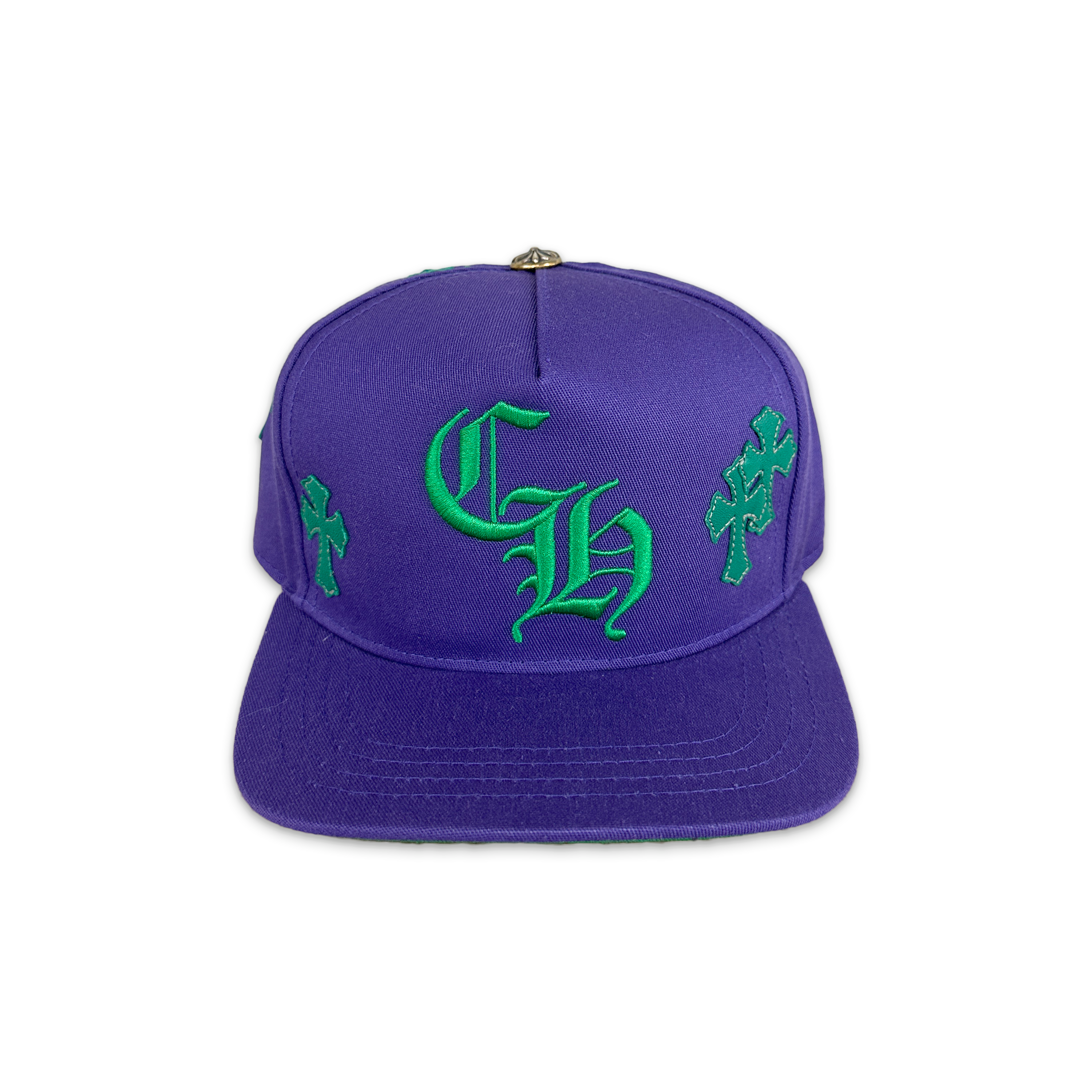 Green Leather Crosses Snapback "Purple"