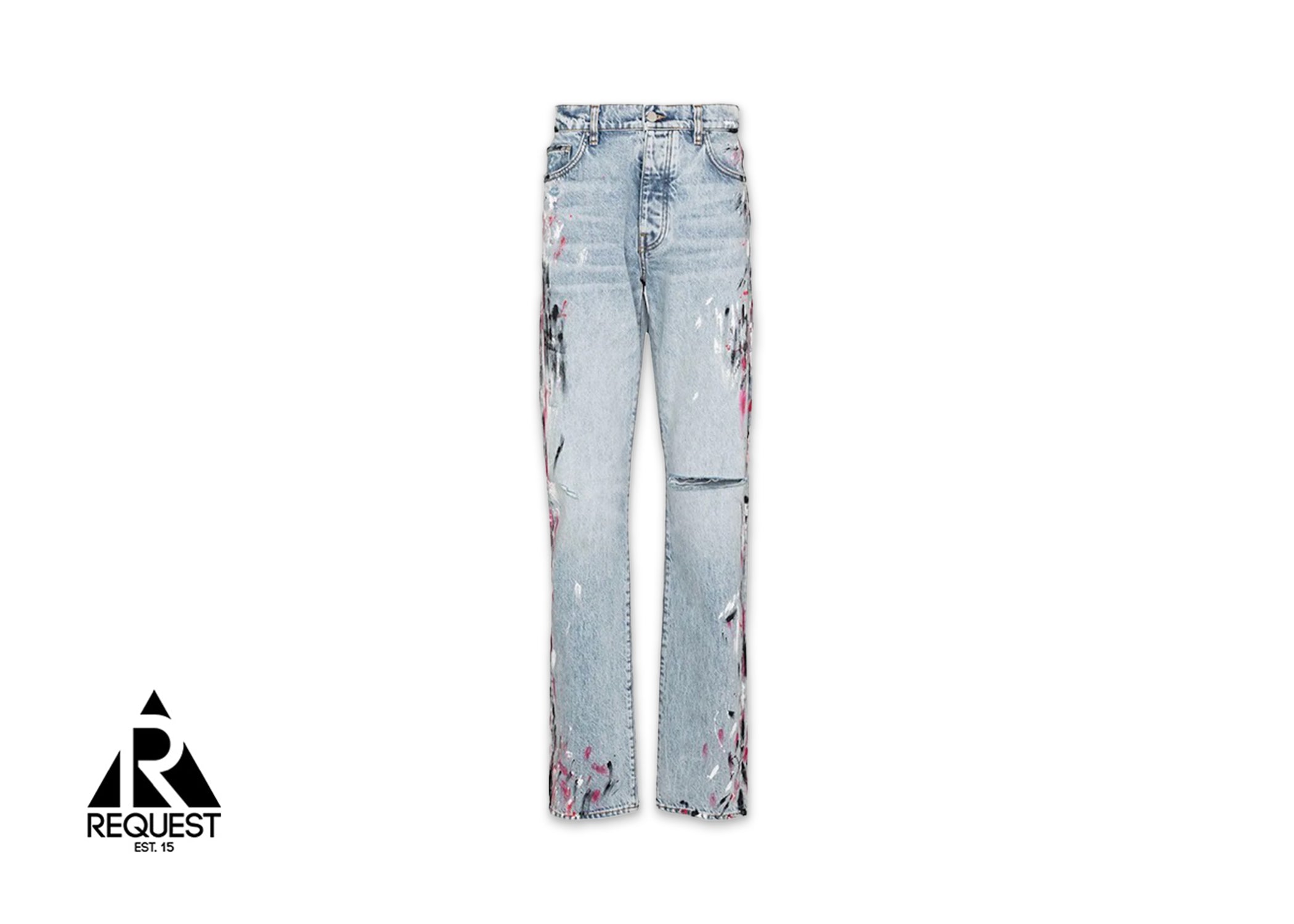 Amiri Paint Splatter Straight Leg Jeans "Blue/Multi"