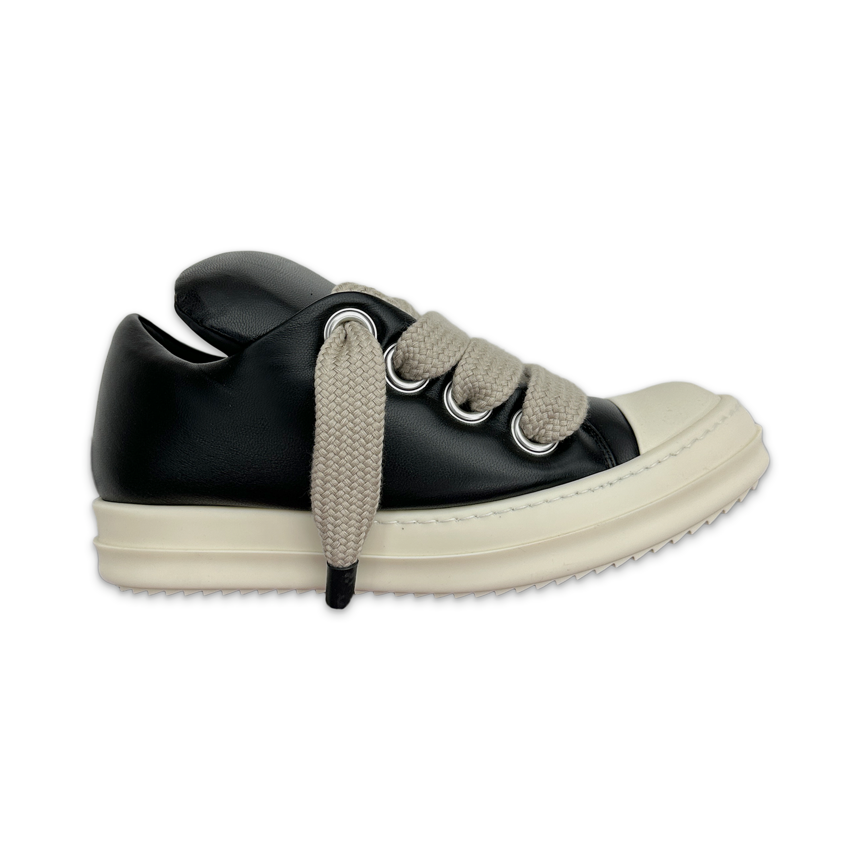Rick Owens, Concordians Jumbo Lace Padded Leather Ramones Low "Black Milk" (W)