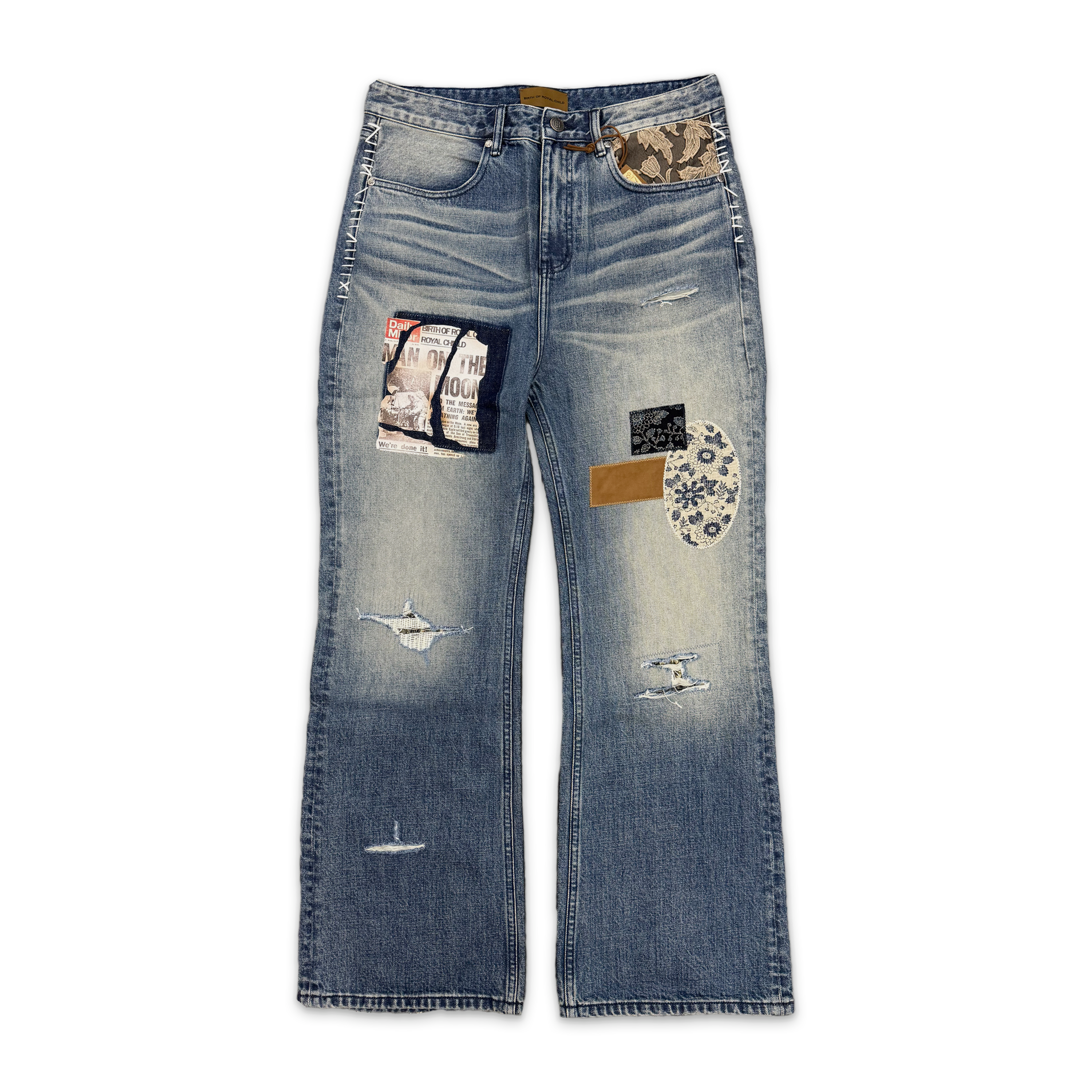 Birth of Royal Child, Patchwork Fade Denim Pants "Blue"