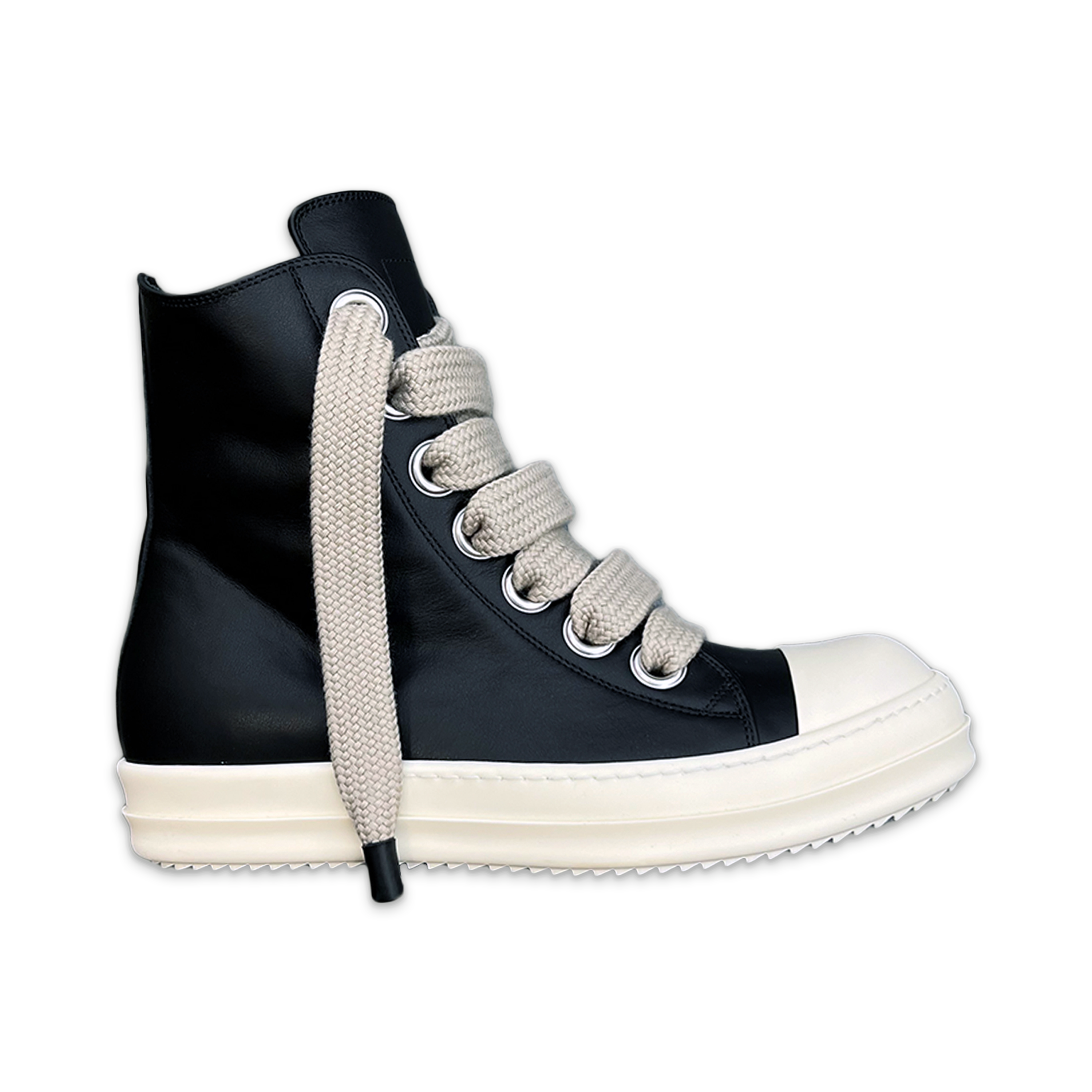 Rick Owens, Porterville Ramones Leather Jumbo Lace High "Black Milk"