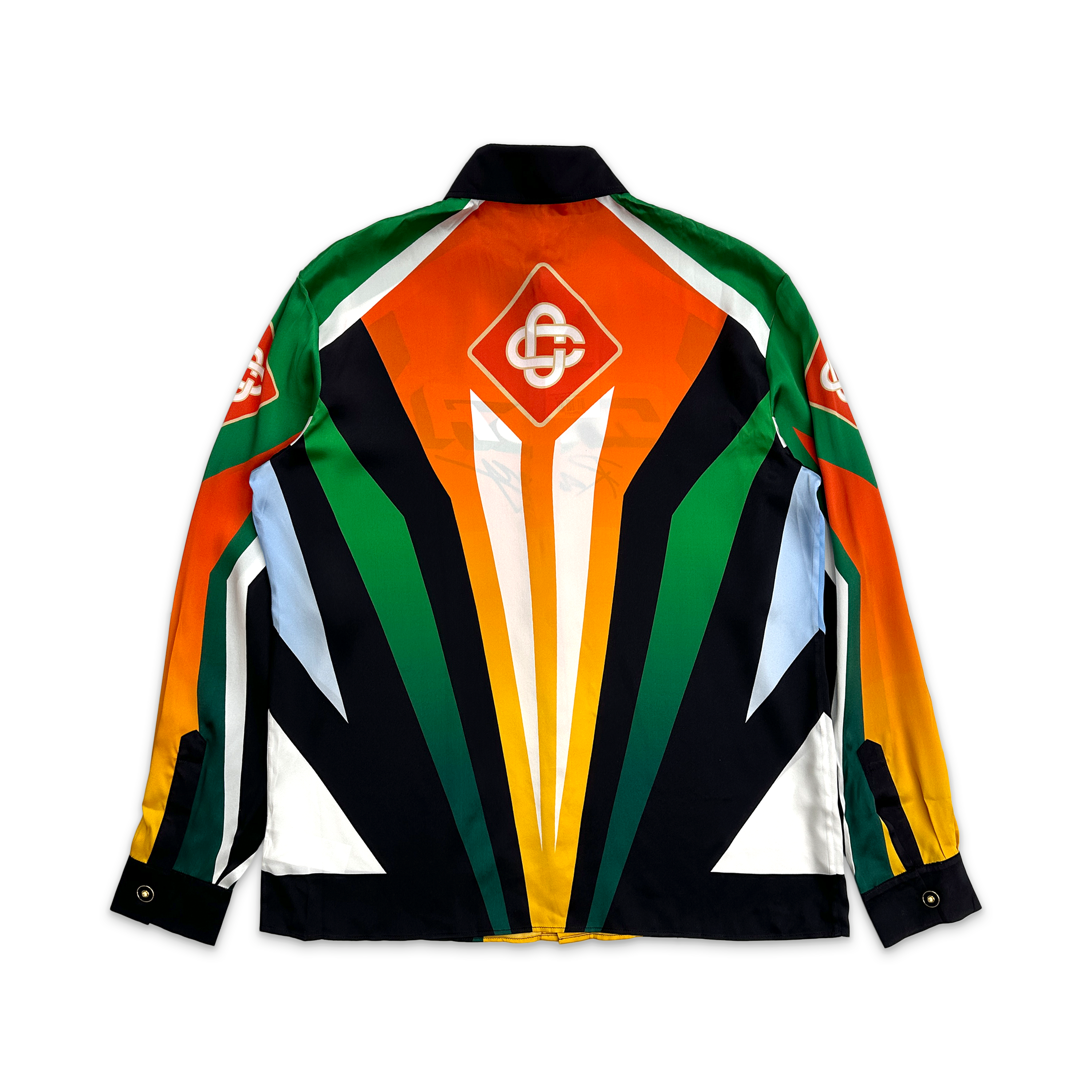 Casablanca, Silk Satin Collar L/S Button Up "Casa Moto Sport"