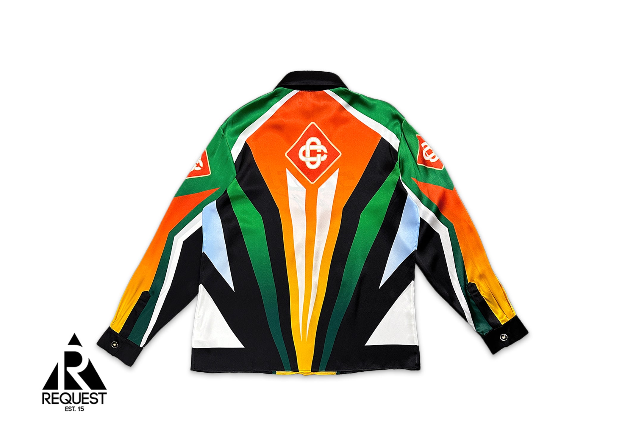 Casablanca, Silk Satin Collar L/S Button Up "Casa Moto Sport"