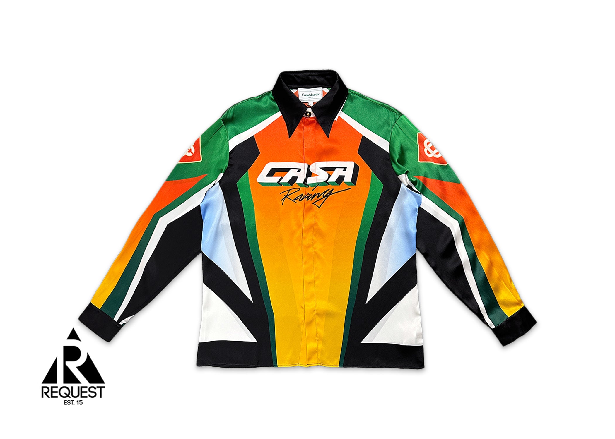 Casablanca, Silk Satin Collar L/S Button Up "Casa Moto Sport"