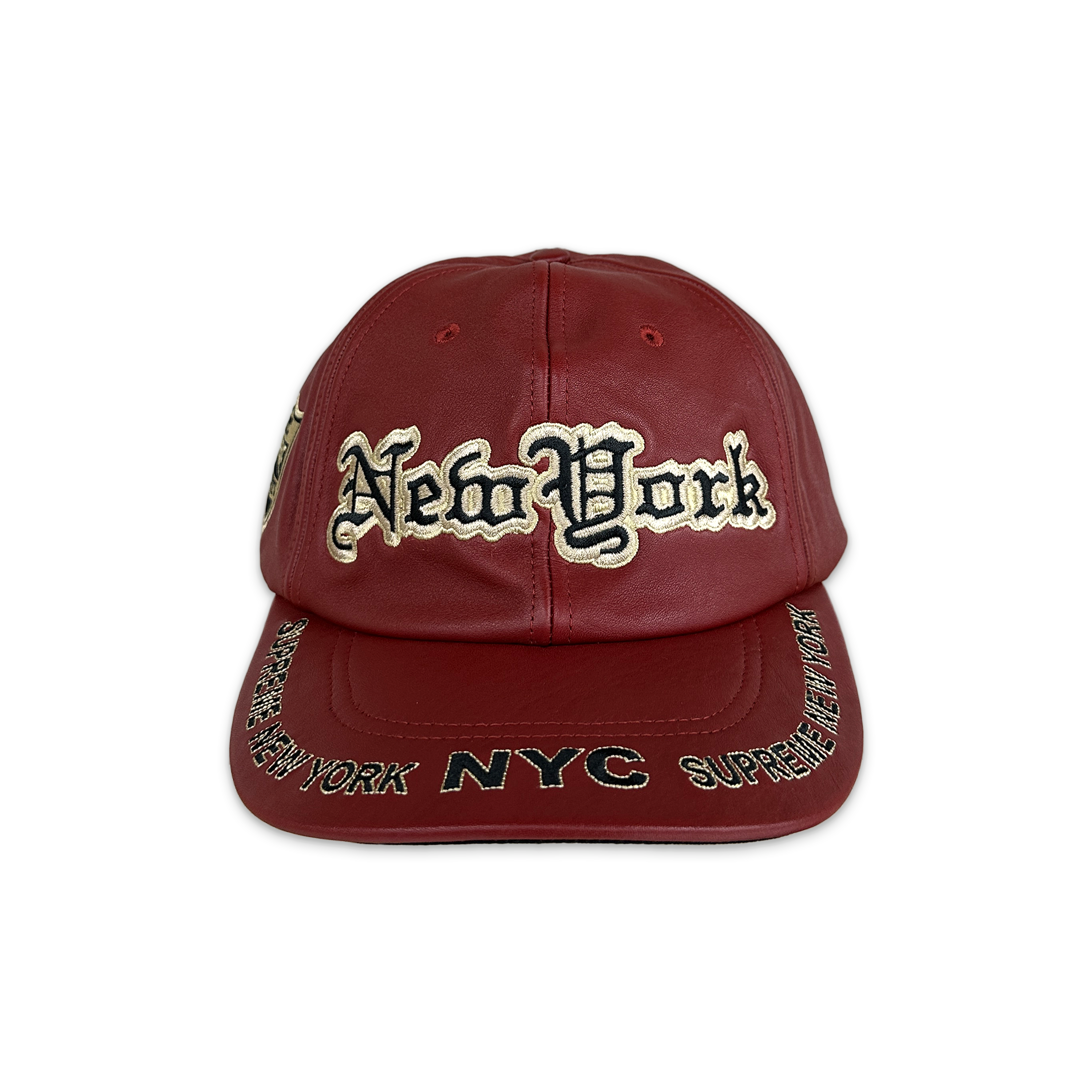 New York Leather 6-Panel Hat FW25 "Red"