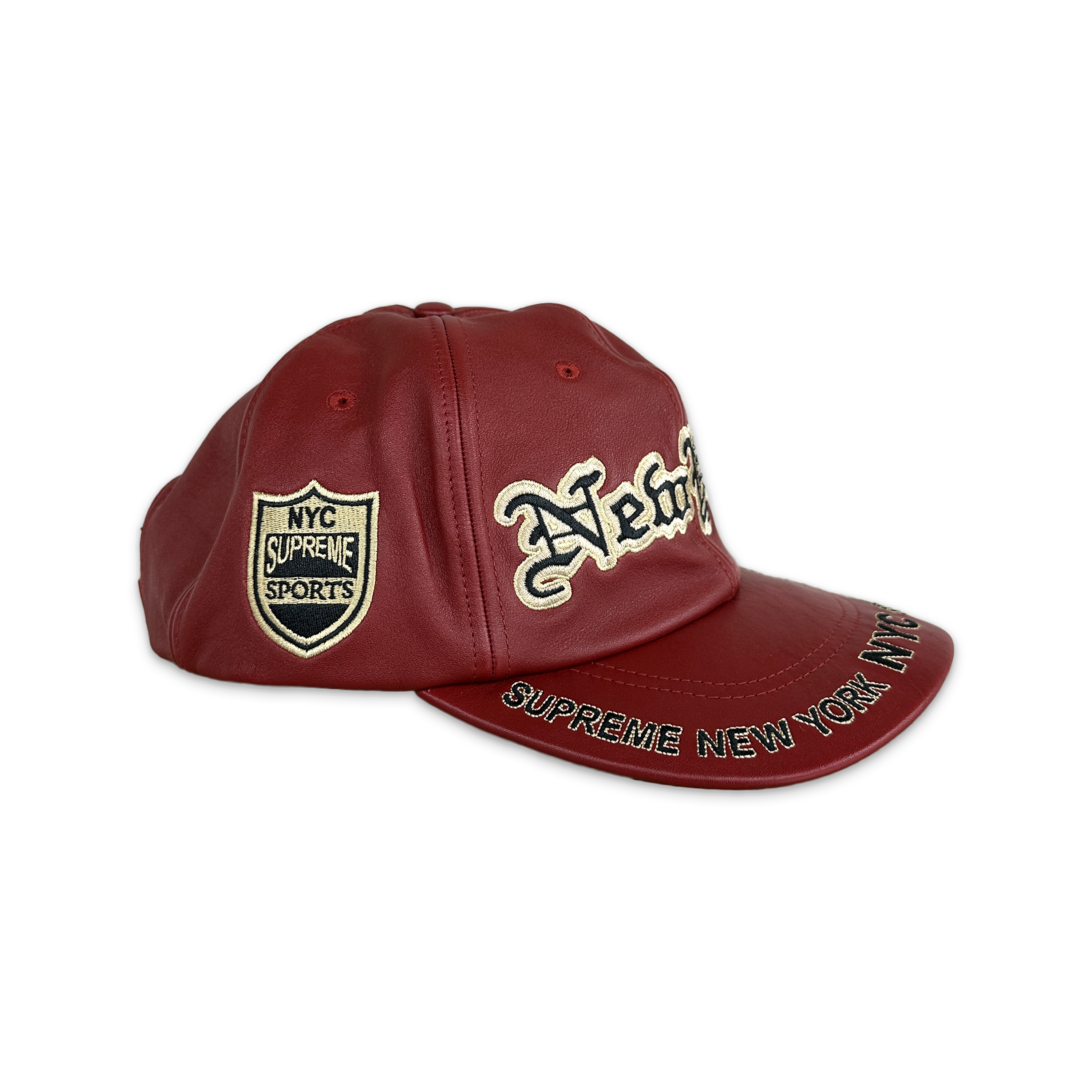 New York Leather 6-Panel Hat FW25 "Red"