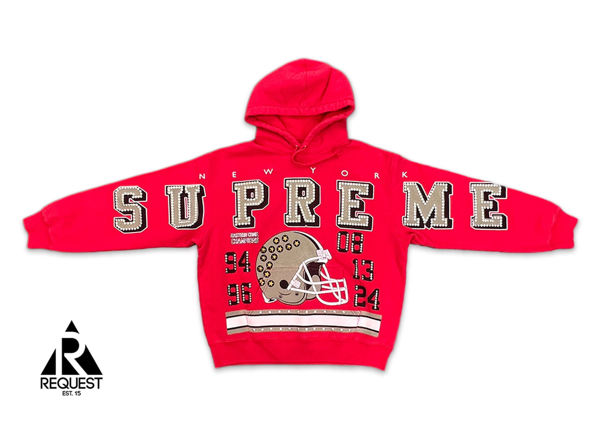 Supreme, Champions Studded Hooded Sweatshirt "Red"