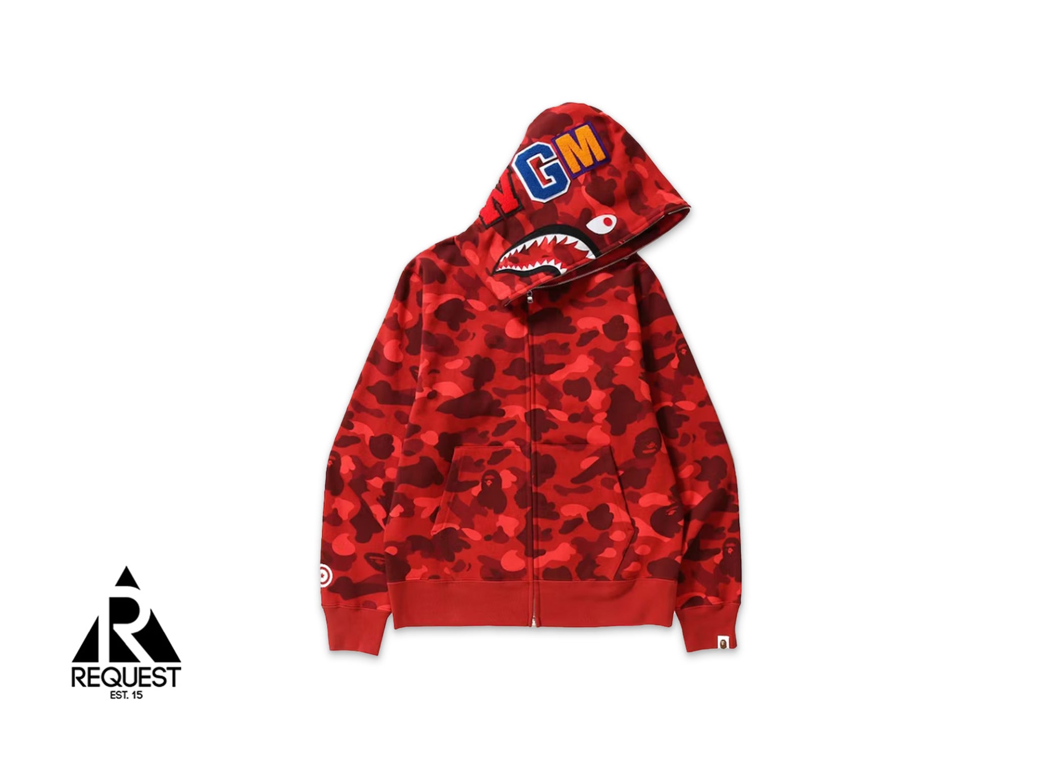 A Bathing Ape BAPE Camo Shark Full Zip Hoodie "Red"