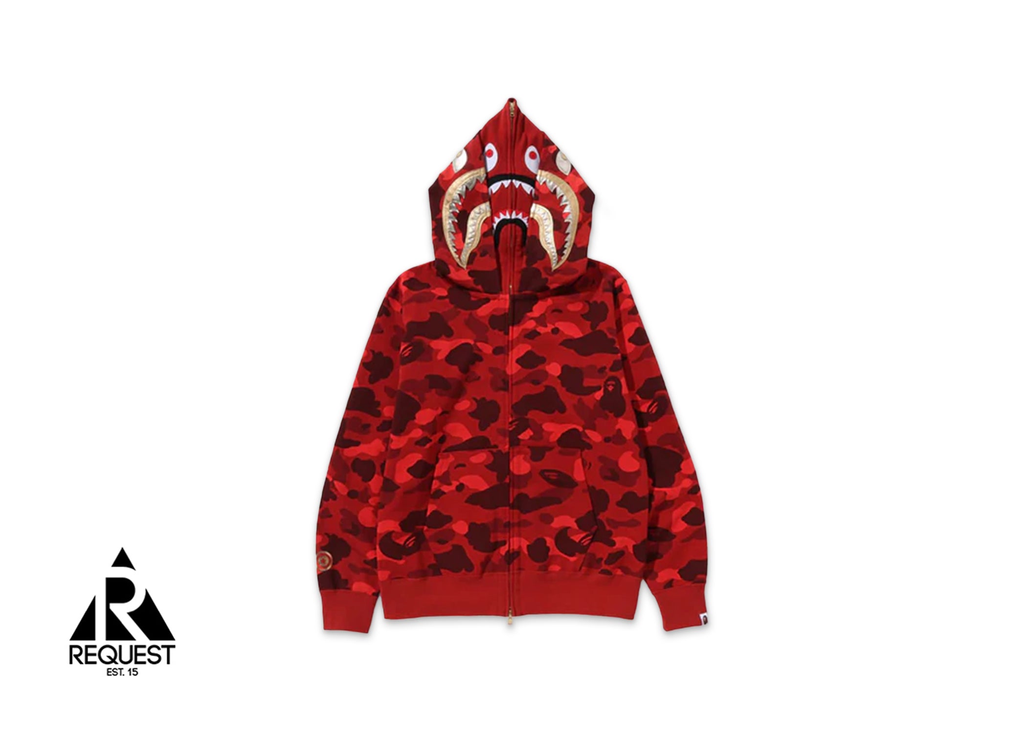 A Bathing Ape BAPE Color Camo Double Shark Full Zip Hoodie "Red" SS24
