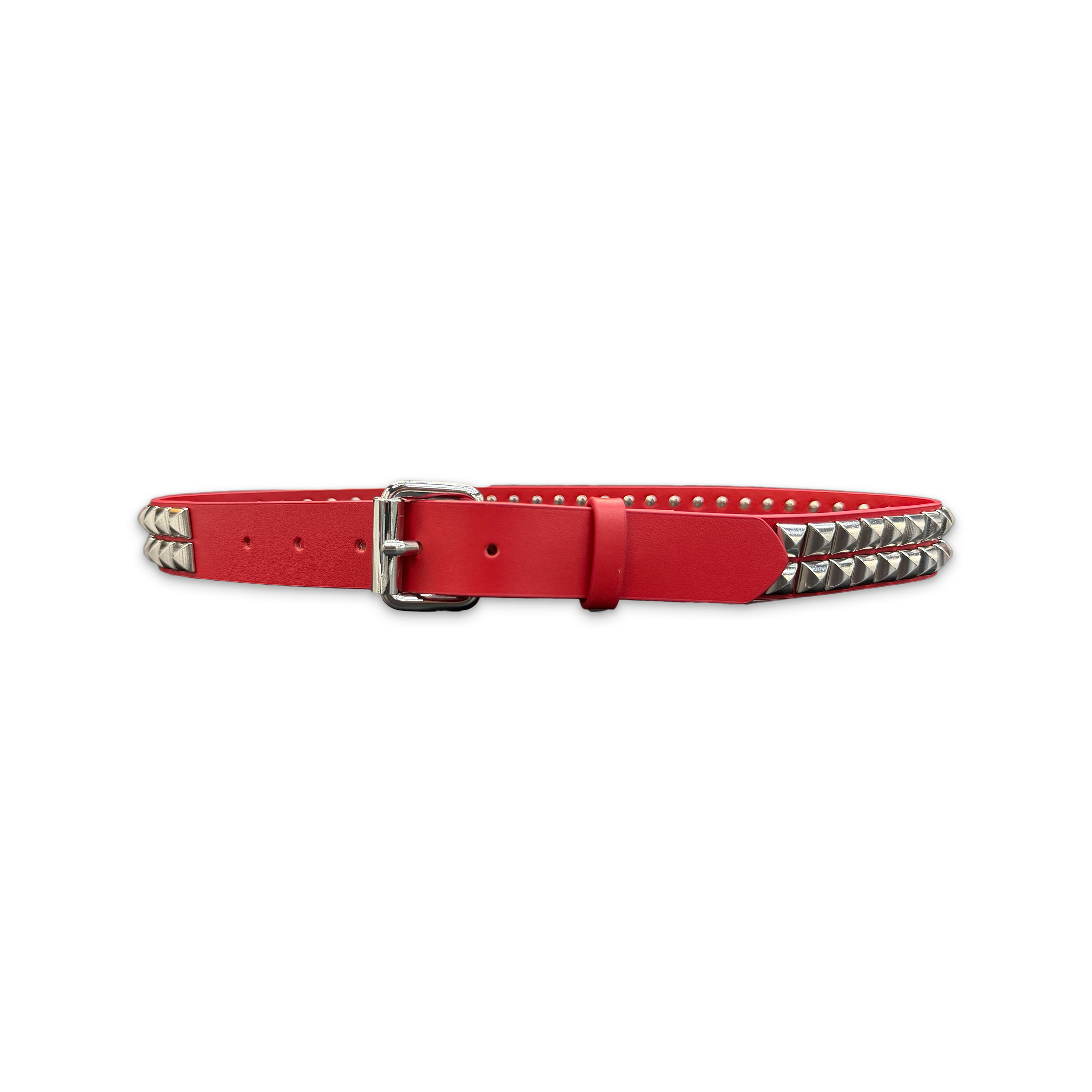 Studded Leather Belt "Red" (SS26)