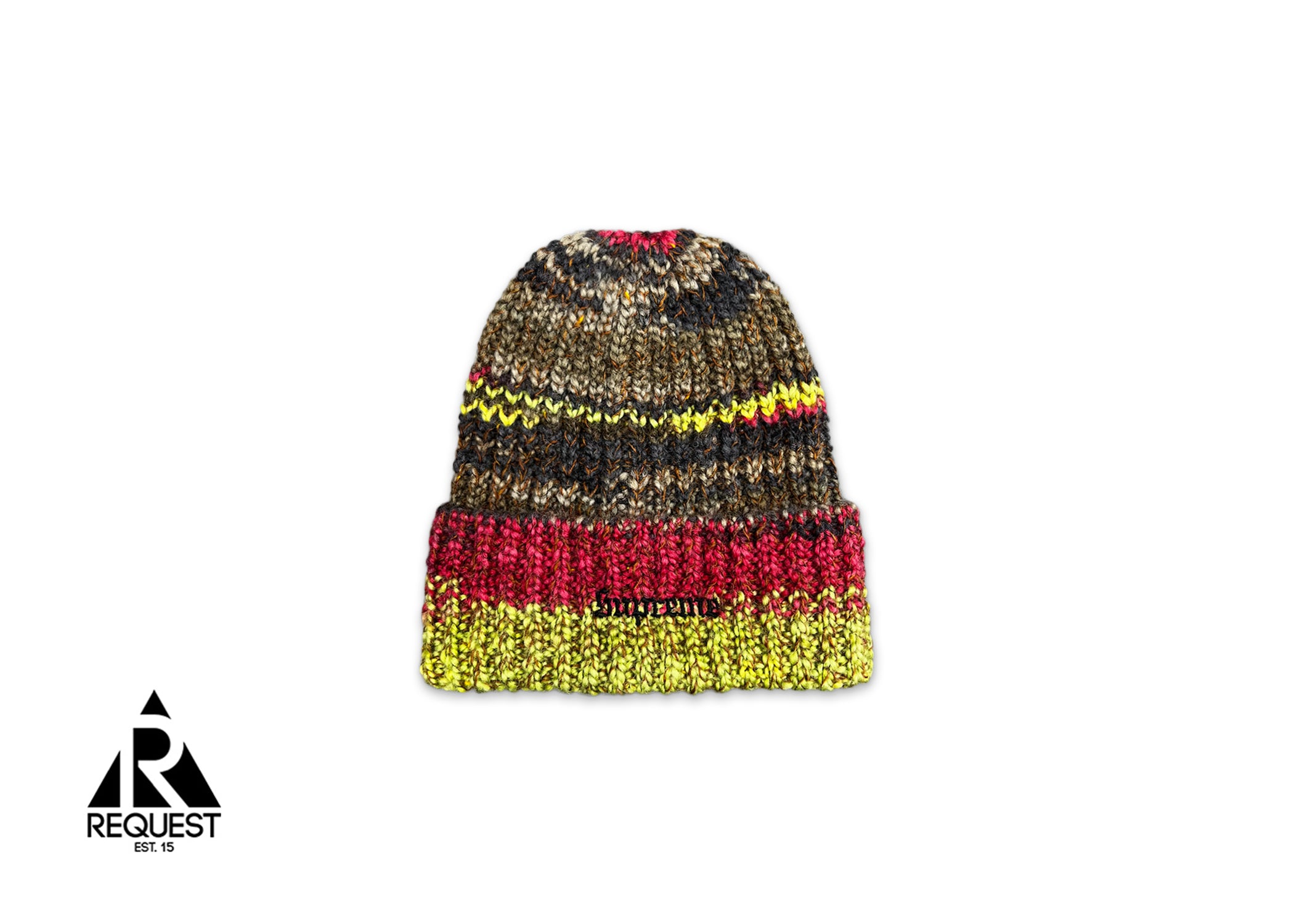 Supreme, Space Dye Stripe Beanie "Red"