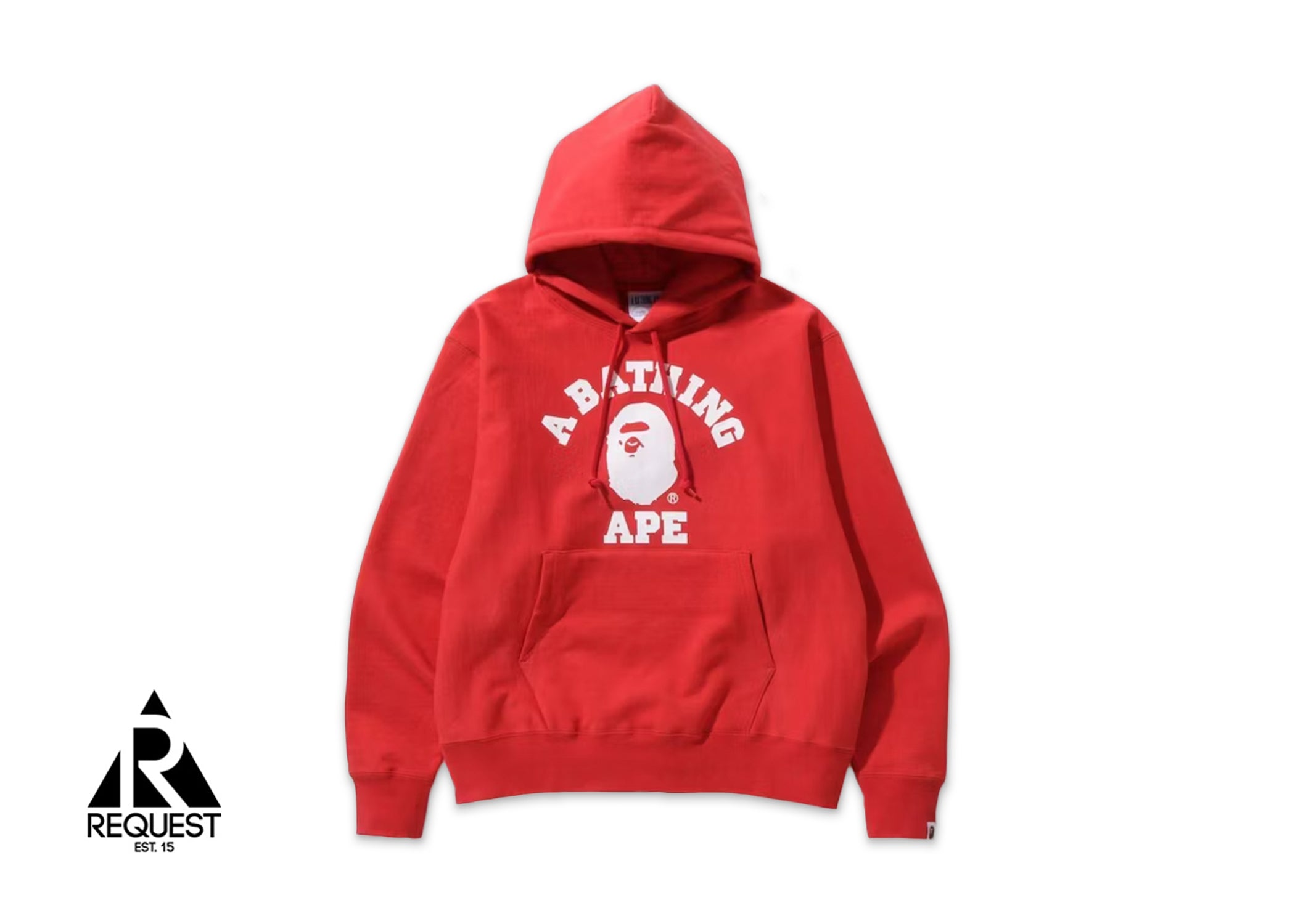 A Bathing Ape BAPE Classic College Relaxed Fit Pullover Hoodie "Red"