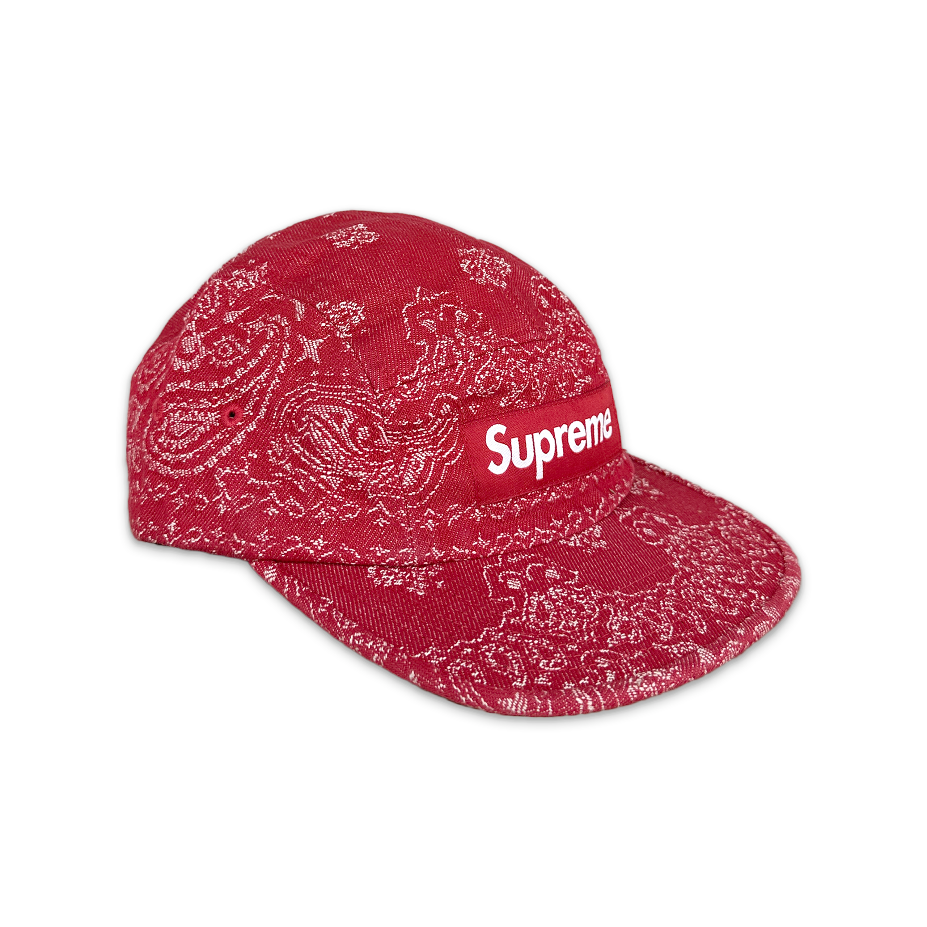 Supreme, Bandana Jacquard Denim Camp Cap "Red"