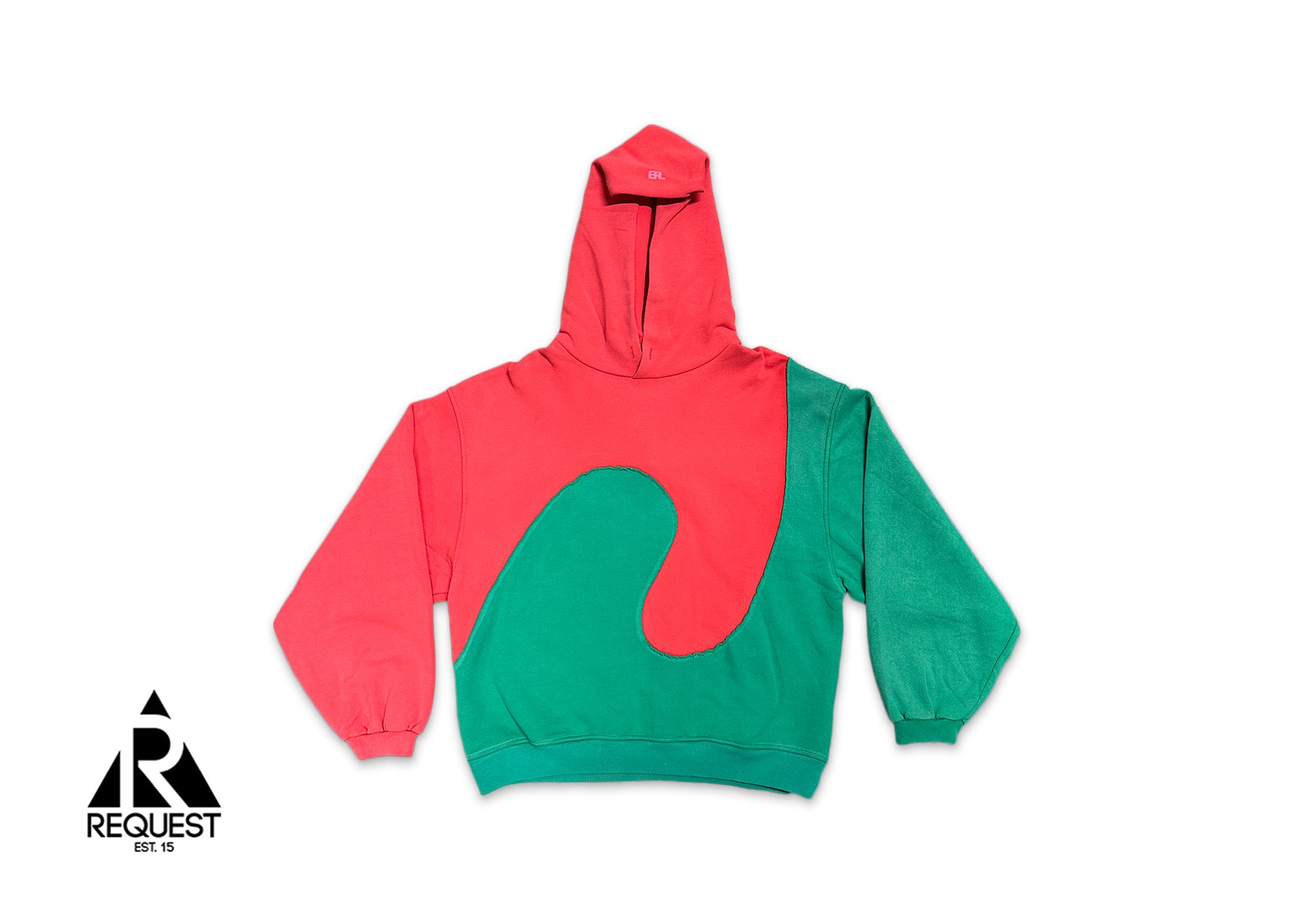 Request, ERL Panelled Hoodie "Red Green"