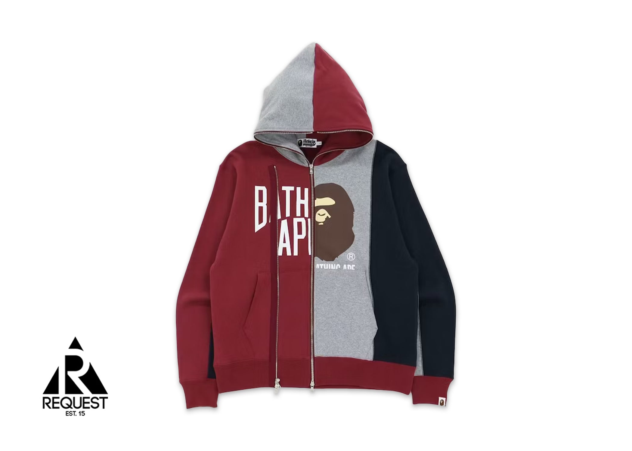 A Bathing Ape BAPE Docking Relaxed Fit Full Zip Hoodie "Burgundy"