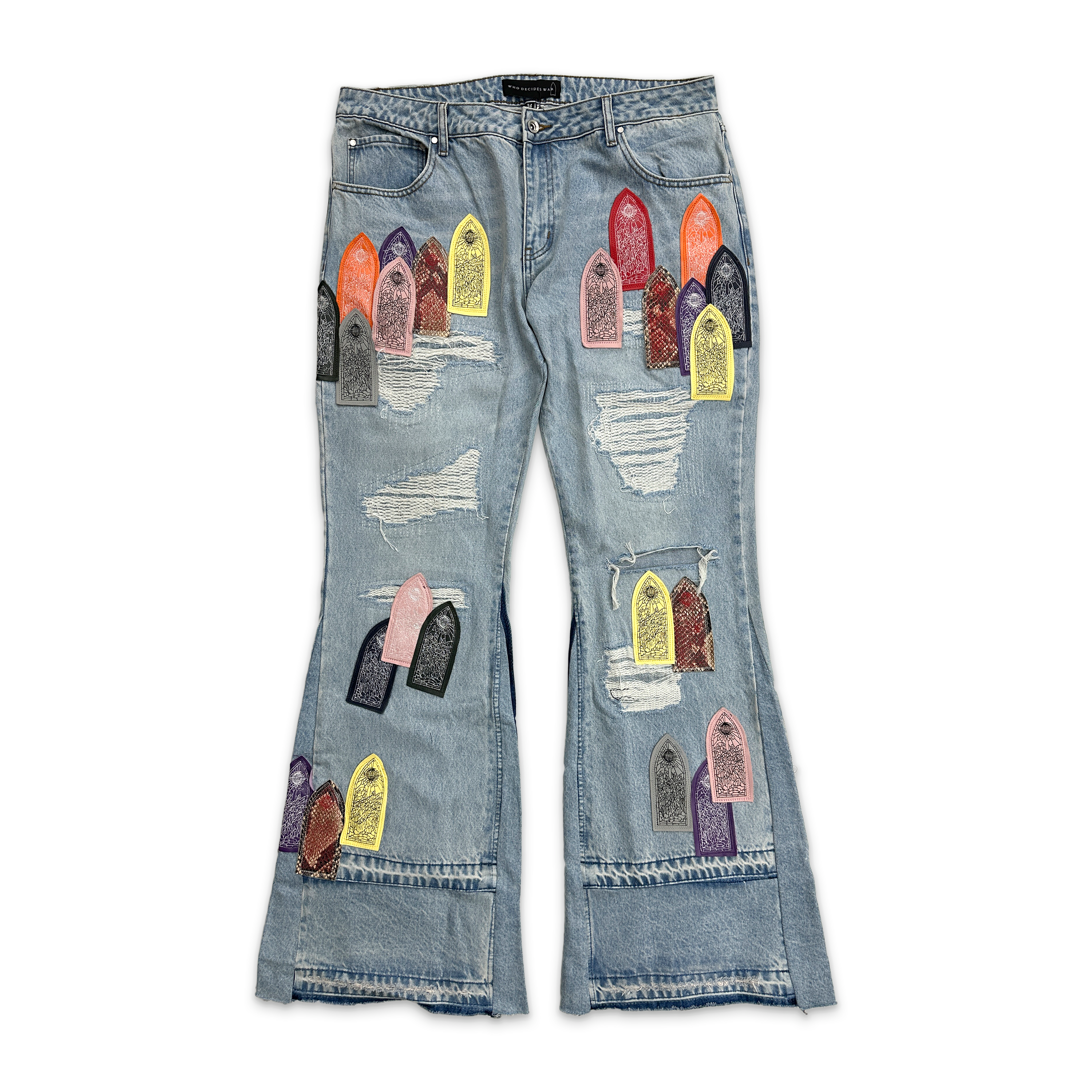 Who Decides War, Patch Arched Repaired Distressed Denim "Sky" (W)