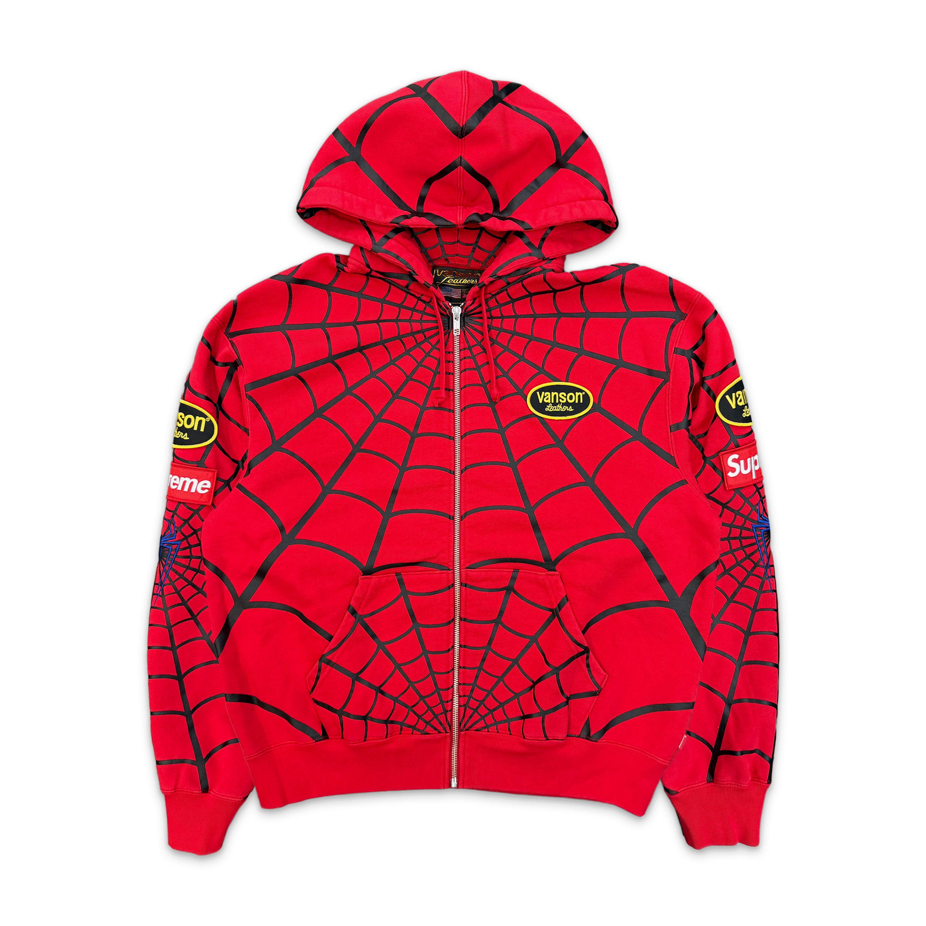 Vanson Leathers Spider-Man Zip Up Hooded Sweatshirt "Red" (SS26)
