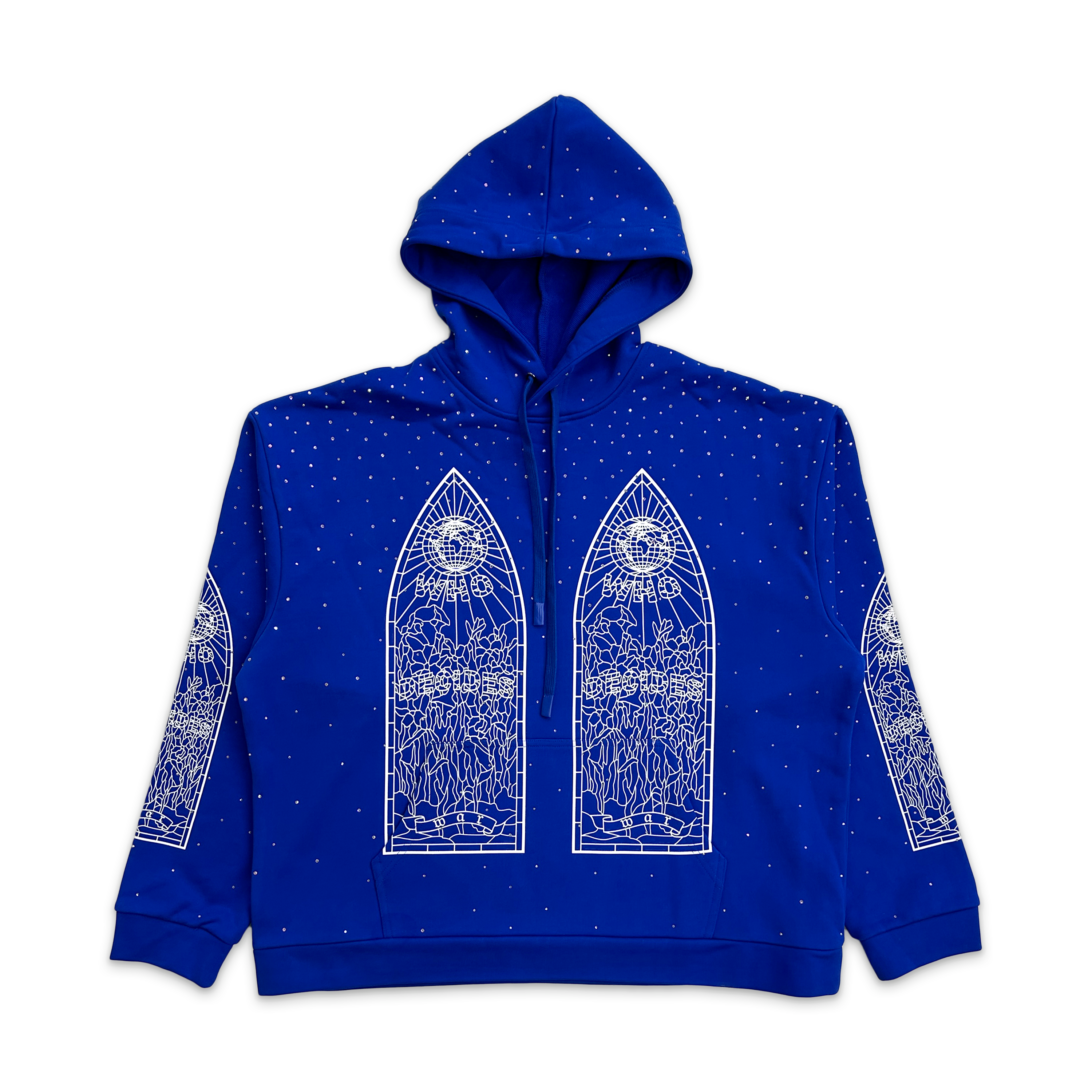 Who Decides War, Rhinestone Hooded Pullover "Indigo"