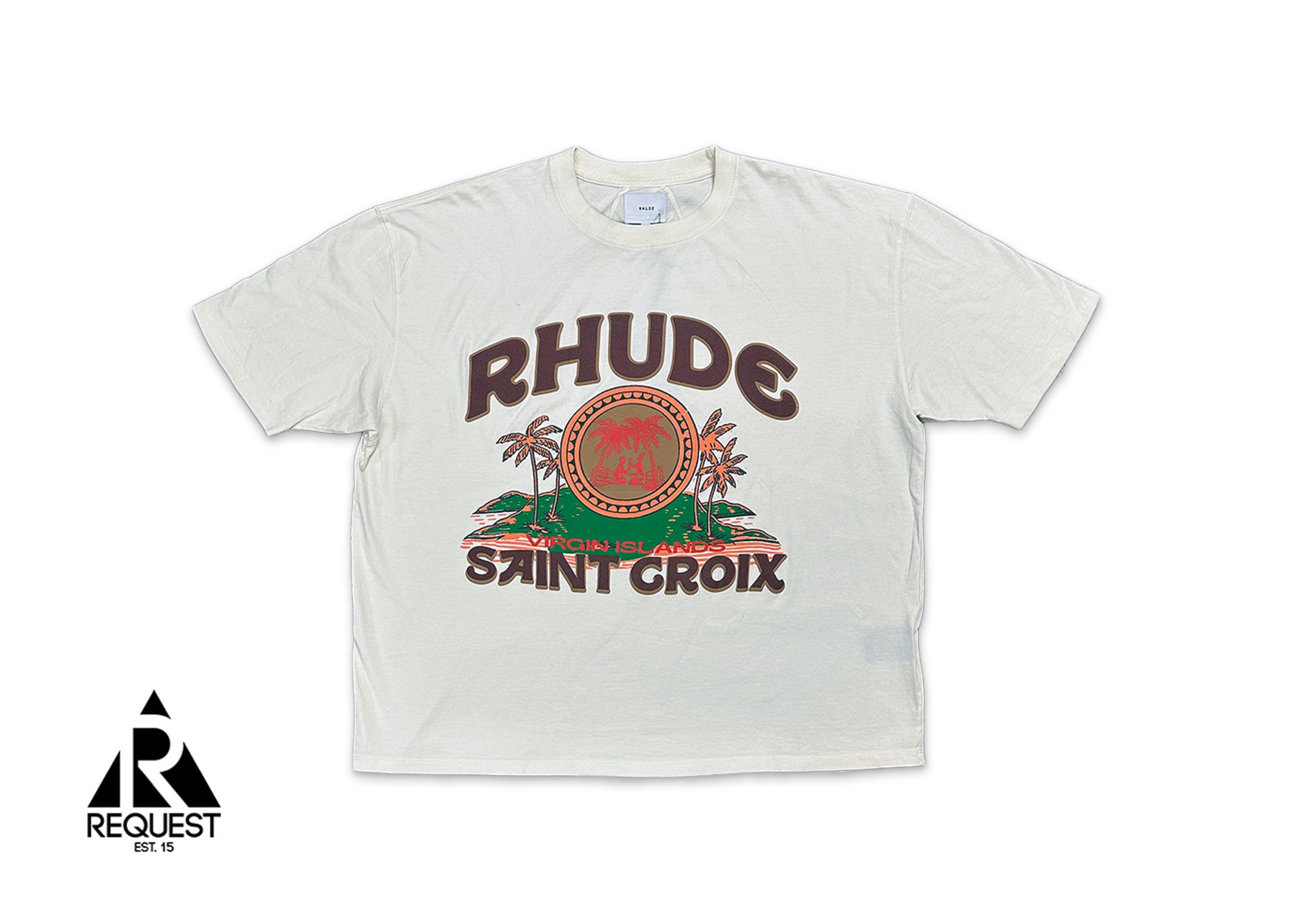 Rhude, Saint Croix Logo Tee “Cream"
