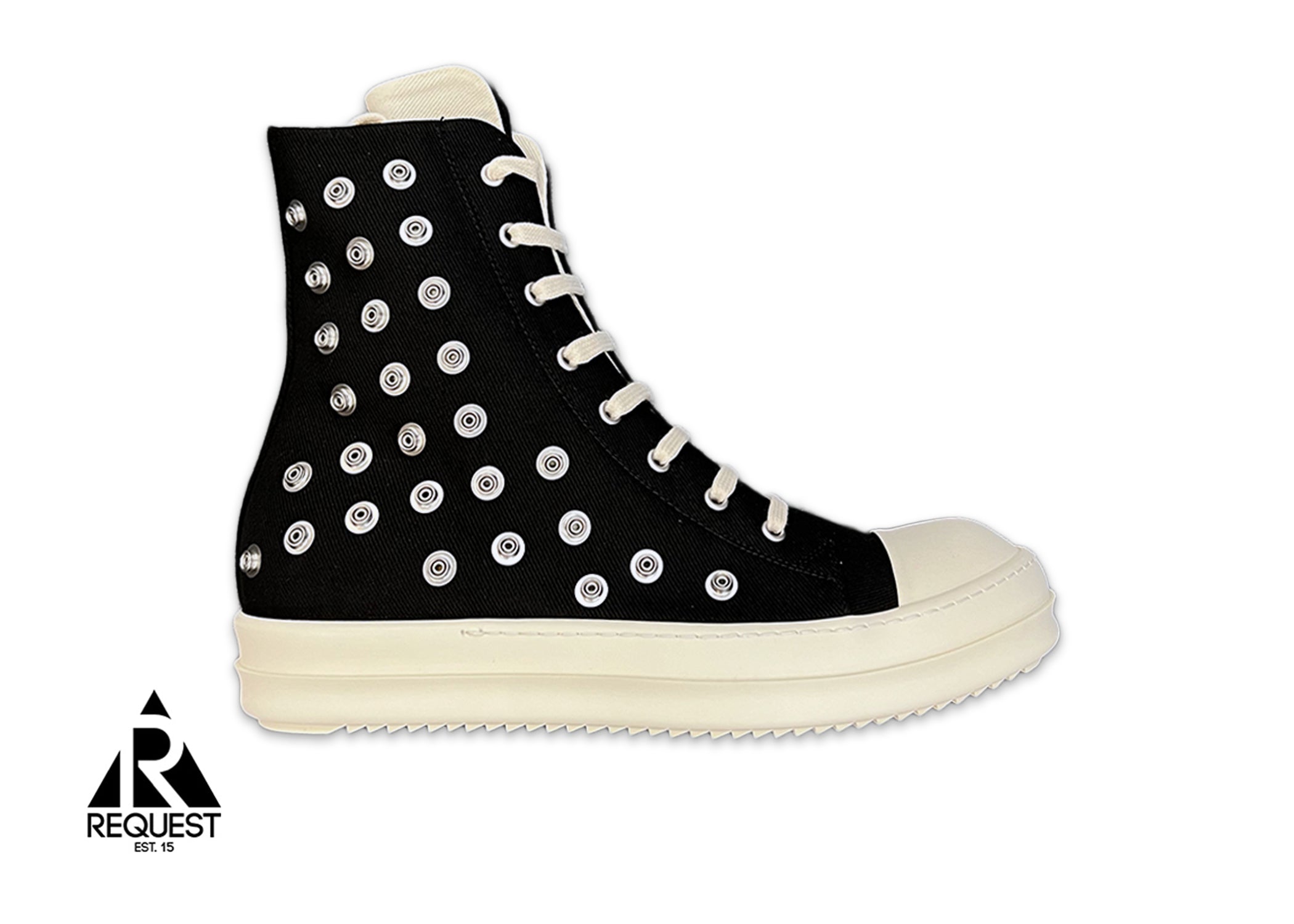 Rick Owens DRKSHDW Sneaks Studded Eyelets "Black Milk"