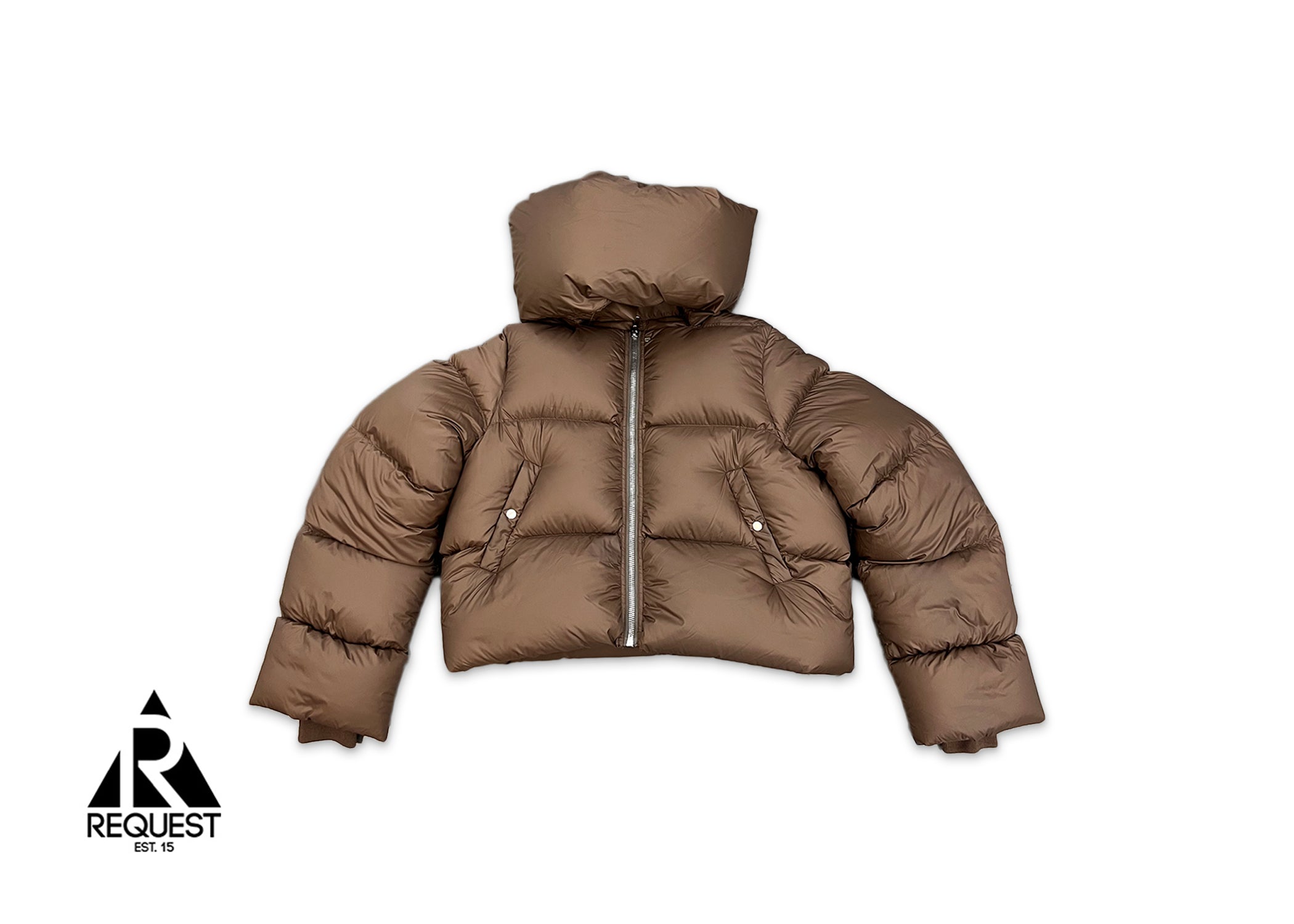 Rick Owens, Funnel-Neck Padded Down Jacket "Brown"
