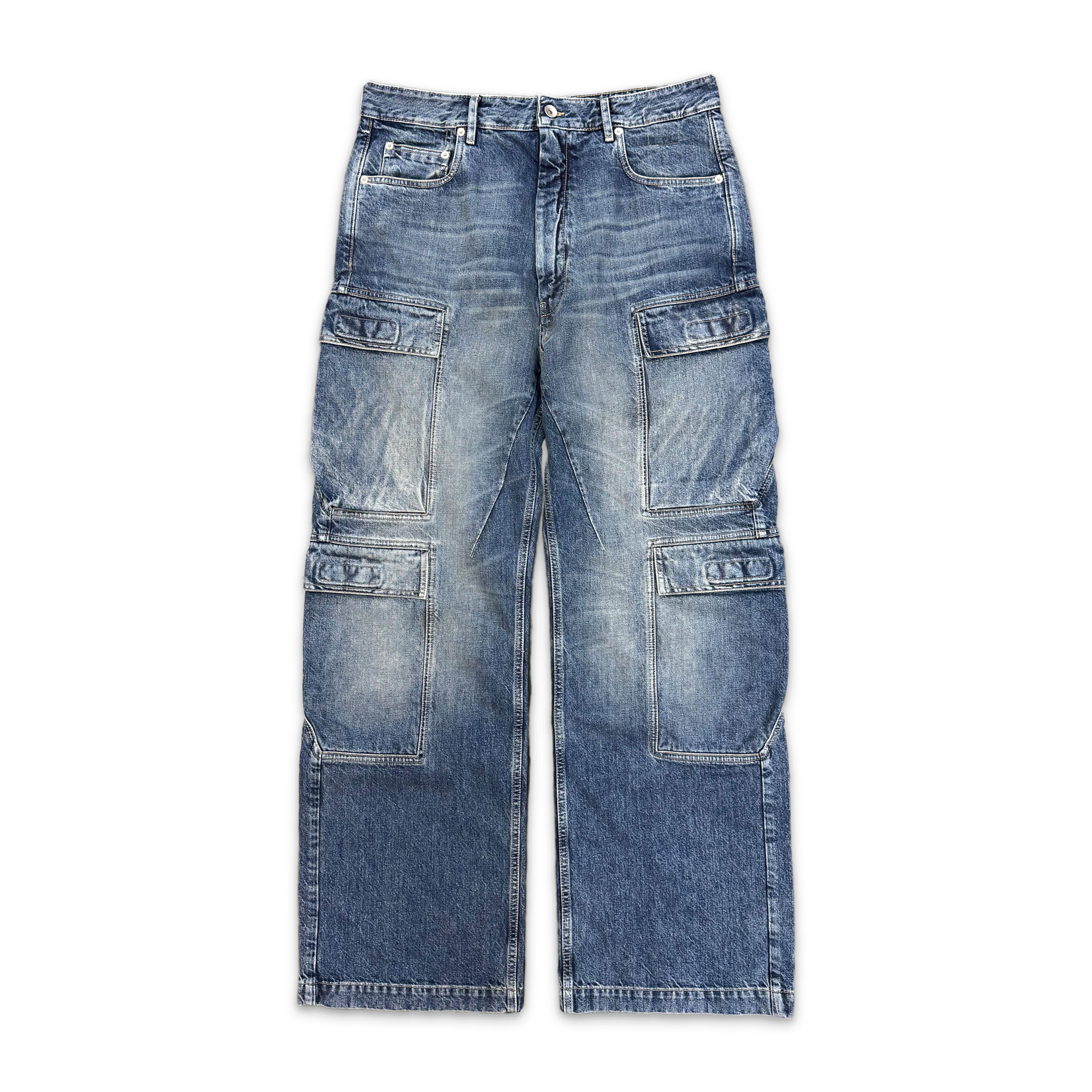 Rick Owens DRKSHDW, Double Cargo Jeans "Washed Indigo"