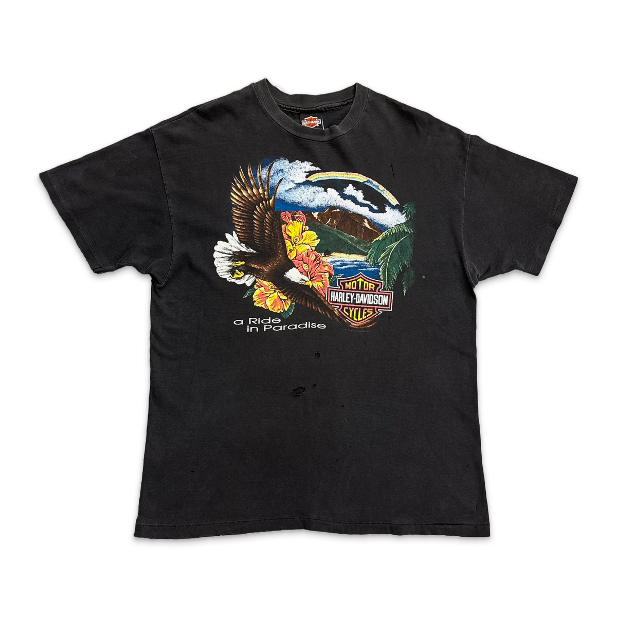 Vintage, Harley Davidson A Ride In Paradise Tee "Washed Black"