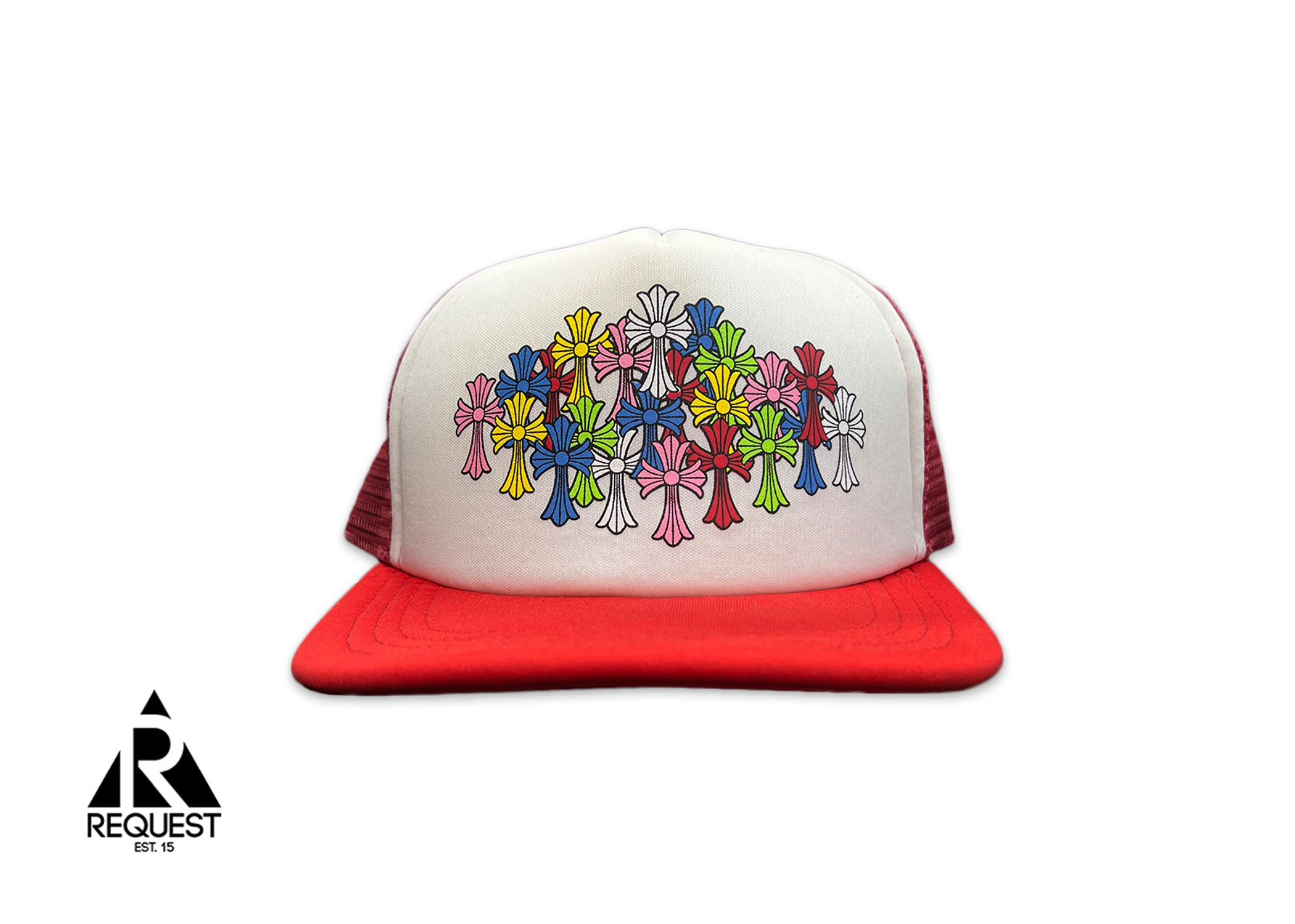 Chrome Hearts Multi Color Crosses Trucker Hat "Red"