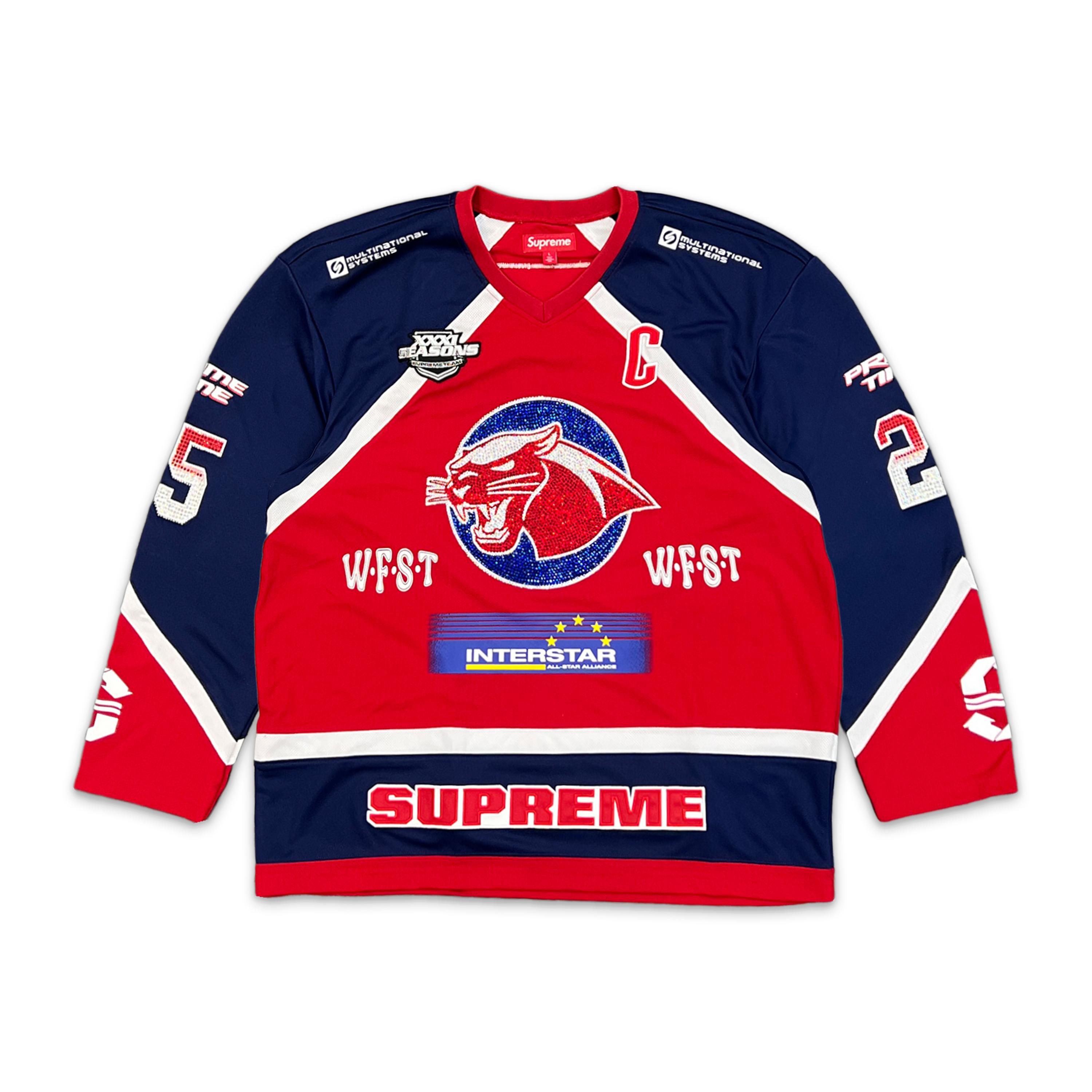 Supreme, Rhinestone Hockey Jersey "Red"