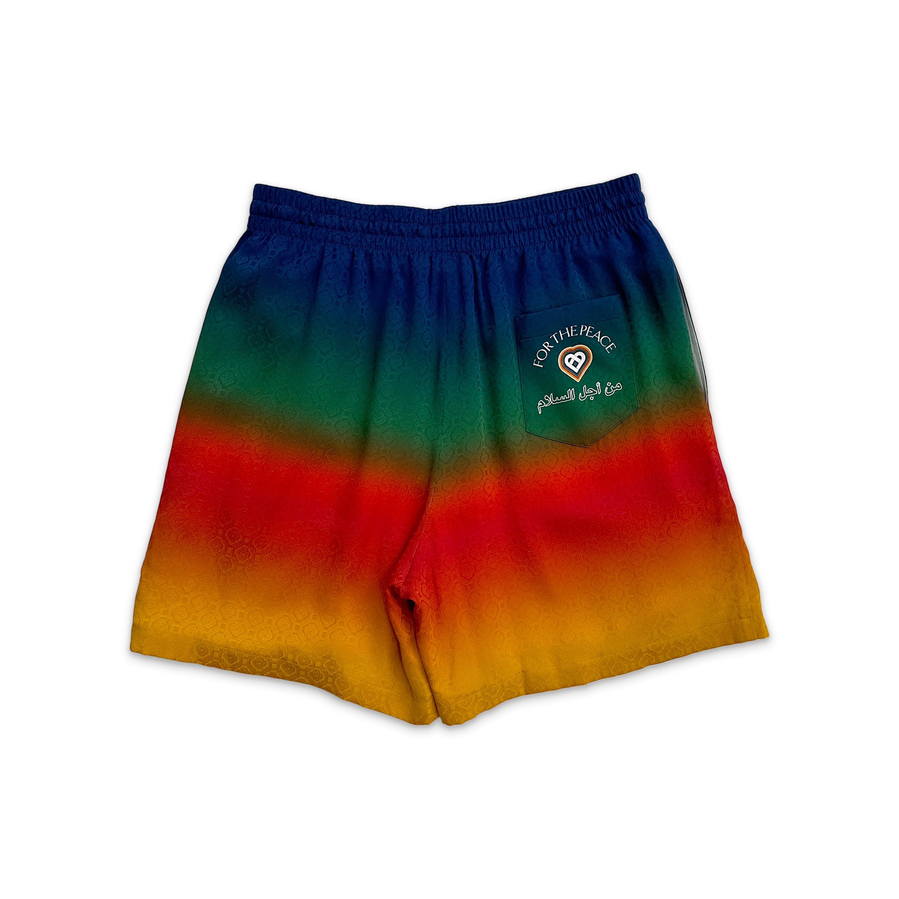 Casablanca, Silk Monogram Shorts "Peace Gradient"