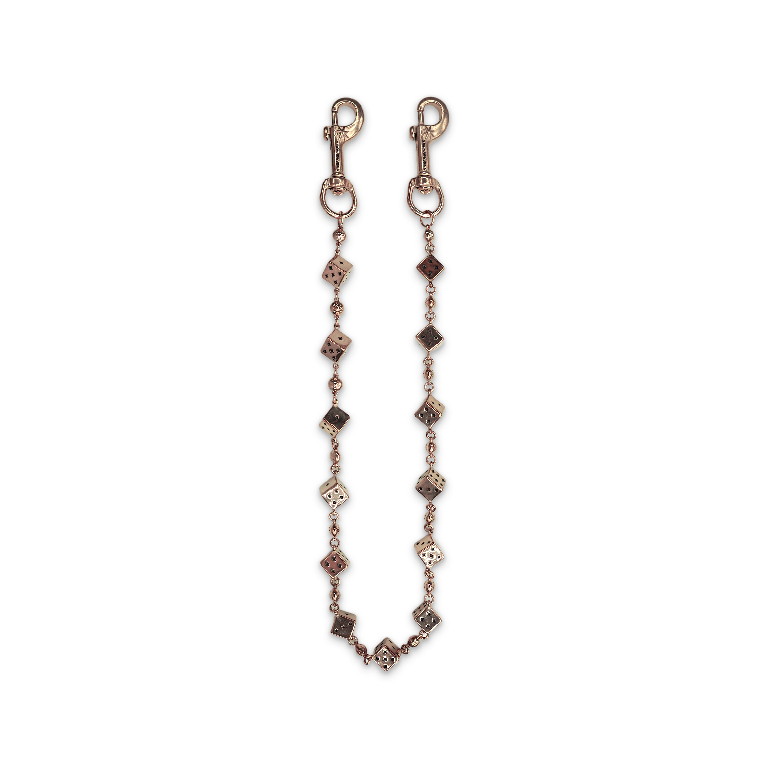 Starchain World, Rose Gold Dice Wallet Chain - No Stones